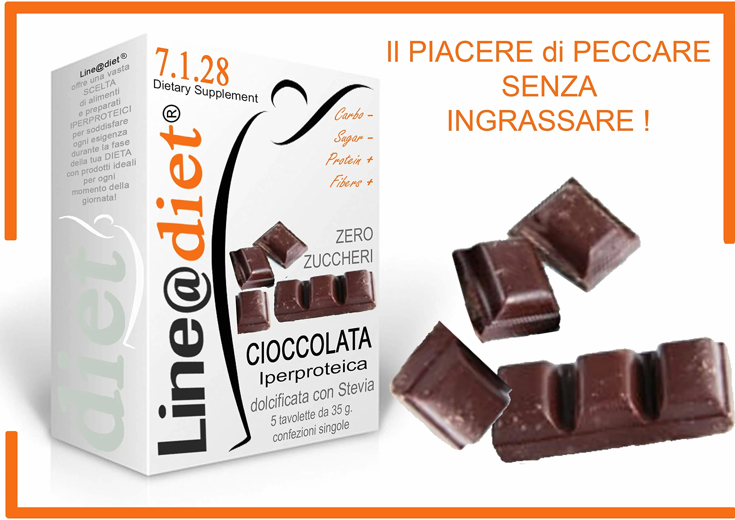 Tavolette di Cioccolata Proteica Zero Zuccheri Line@Diet 35g con Stevia