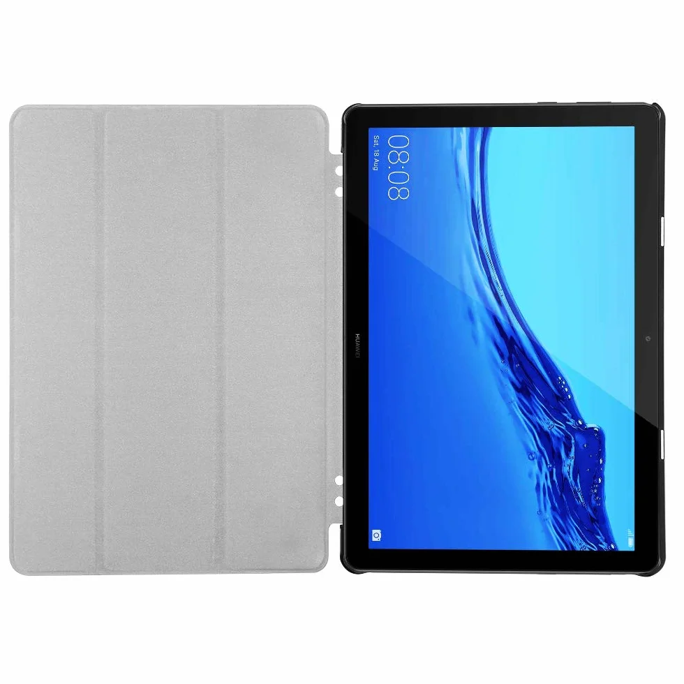 Simpeak Custodia in Pelle PU per Huawei MediaPad T5 10, T5 10.1 2018 Ultra-Sottile Folio Supporto Smart Nero