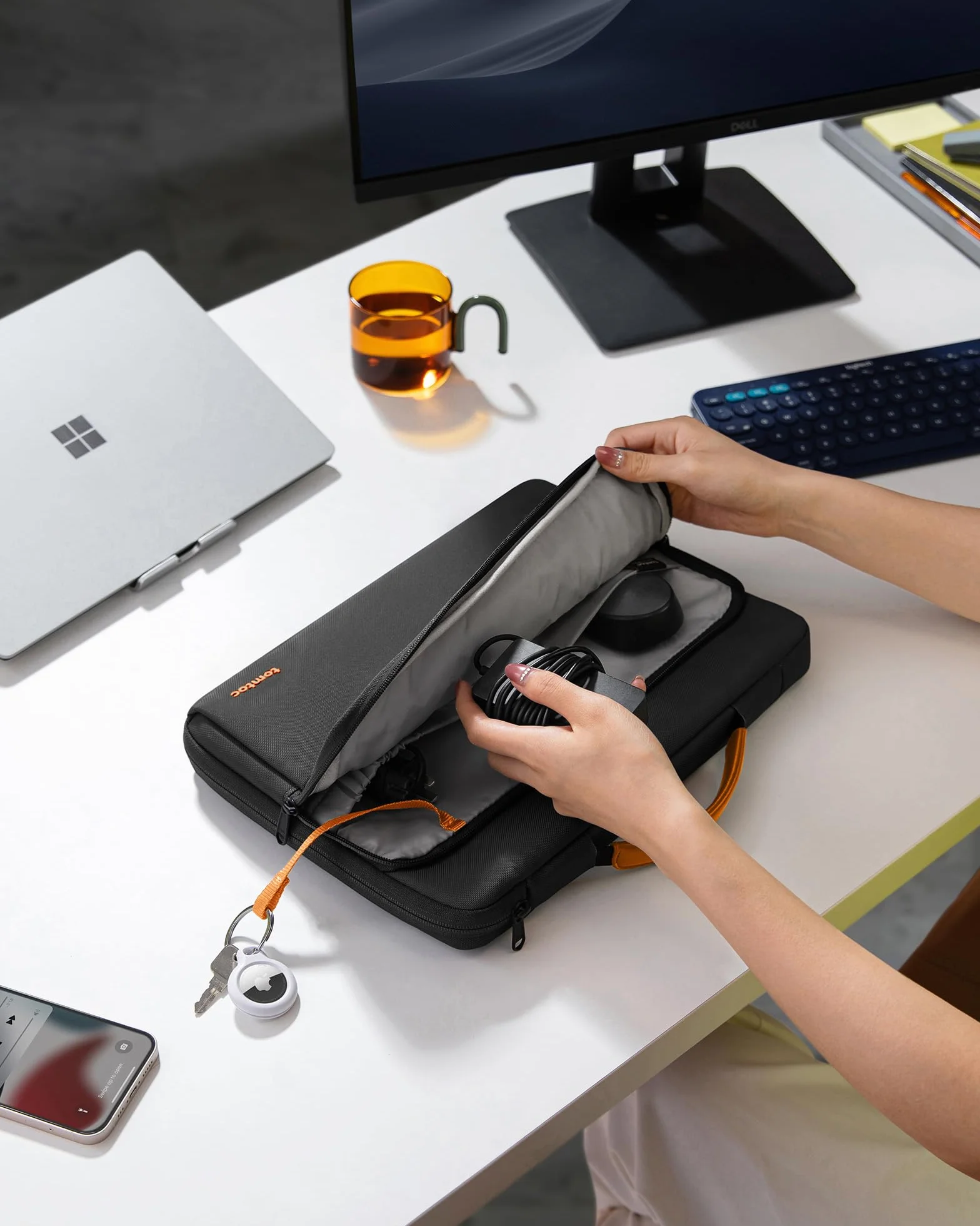 tomtoc Custodia protettiva a 360° per Lenovo, HP, ASUS, Dell, Acer Notebook Ultrabook, impermeabile, antiurto, con tasca per accessori Vivobook/Zenbook 14, colore nero