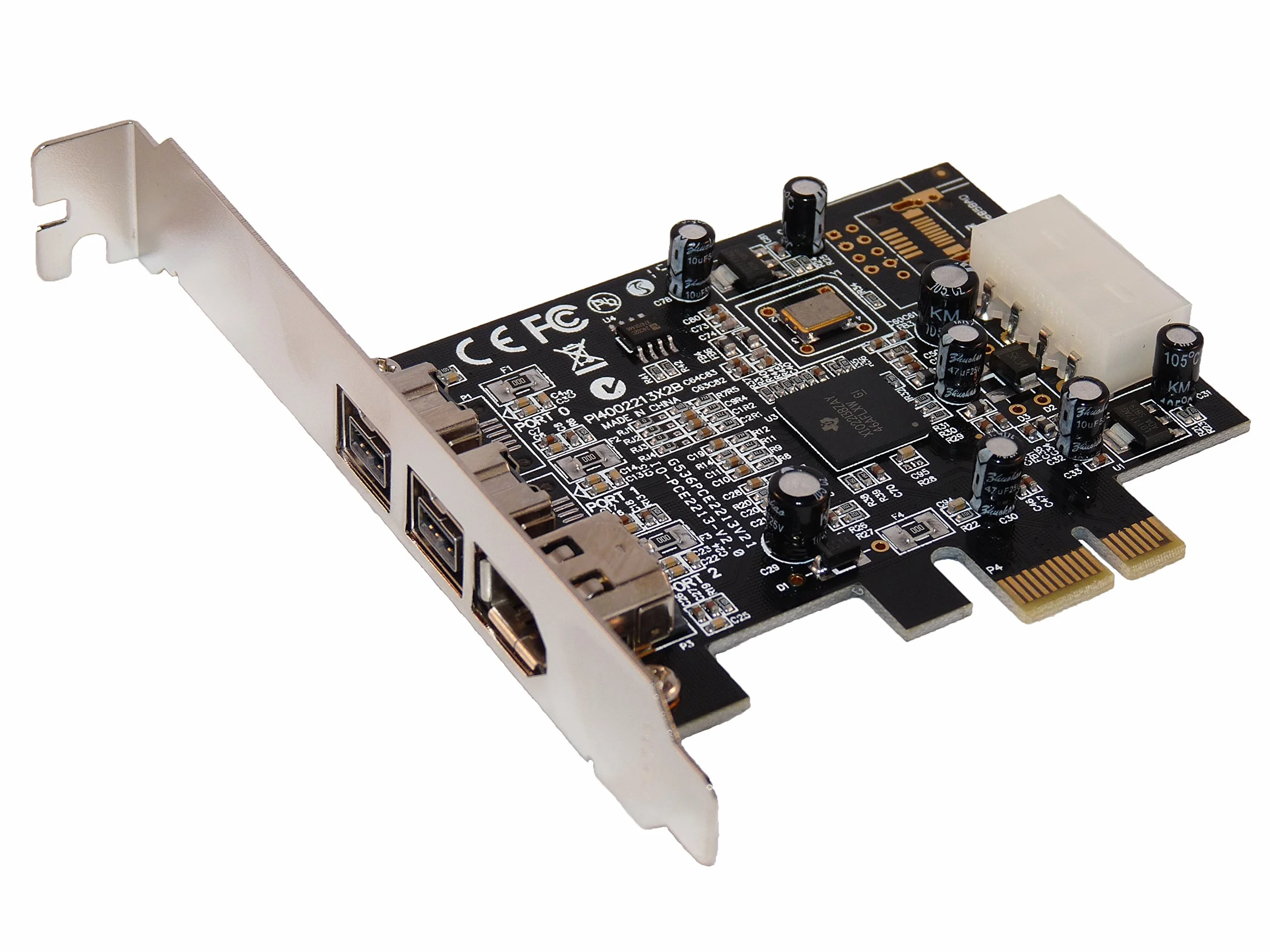 Scheda Controller PCI Express1x (PCIe) a 2 porte FIREWIRE 800 IEEE1394B e 1 porta FIREWIRE 400 IEEE1394A. Chipset Texas Instrument. By Computer District