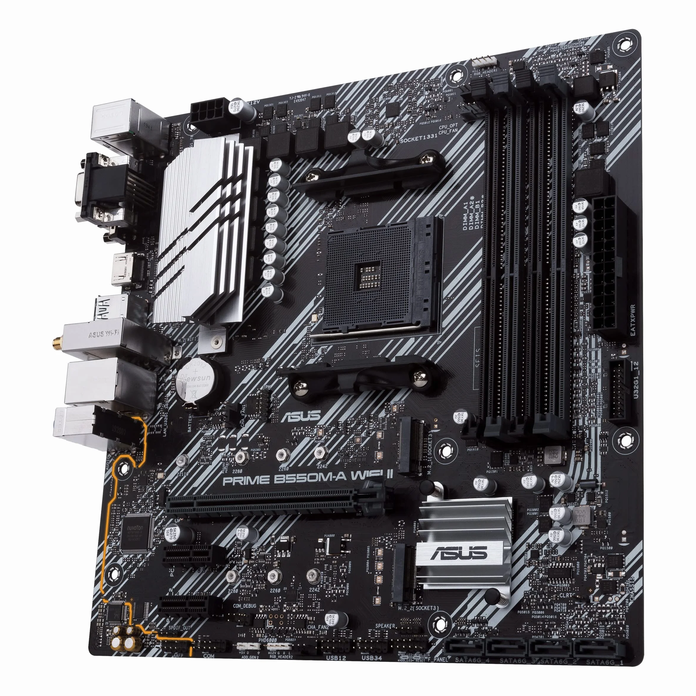 ASUS PRIME B550M-A WiFi II Scheda Madre microATX, AMD B550, Socket AM4, DDR4, PCI 4.0, LAN Realtek 1Gb, WiFi 6 (802.11ax), 2xM.2, 4xSATA 6GB/s, 2xUSB 3.2 Gen 2, Supporto Aura Sync RGB, Nero