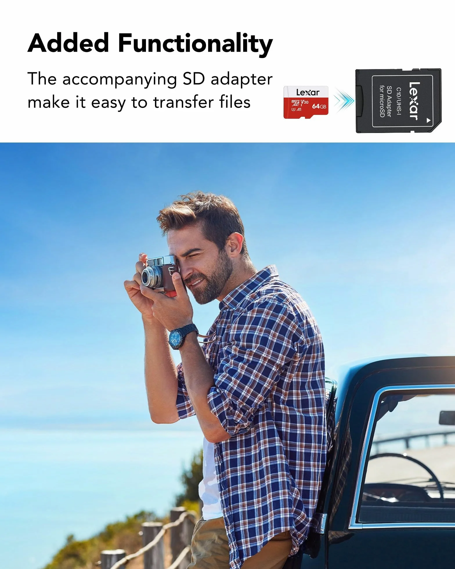 Lexar Micro SD 64 GB Scheda di Memoria microSDXC A1 U3 C10 V30 100 MB/s con Adattatore SD