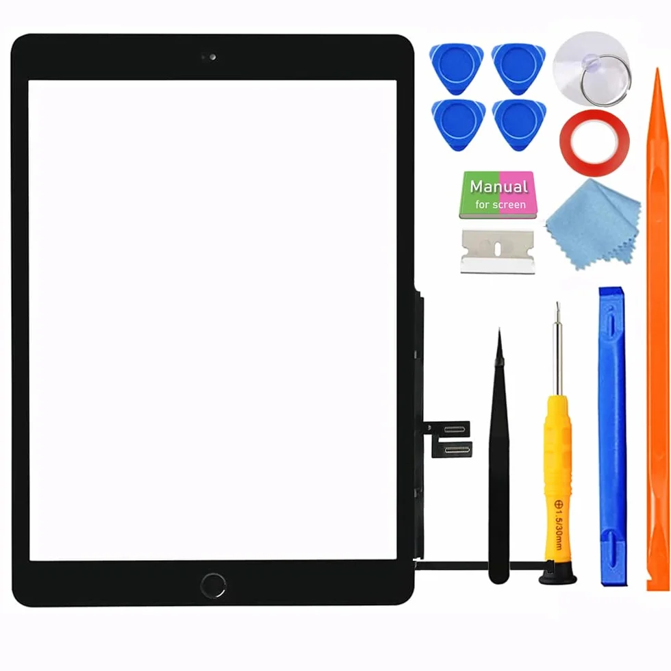 Schermo di ricambio per iPad 7 7a / 8 8a generazione Touch Glass 10,2 pollici, per 7a 8a generazione A2197 A2198 A2200 A2270 A2428 A2429 A2430, + pulsante Home, kit di riparazione completo