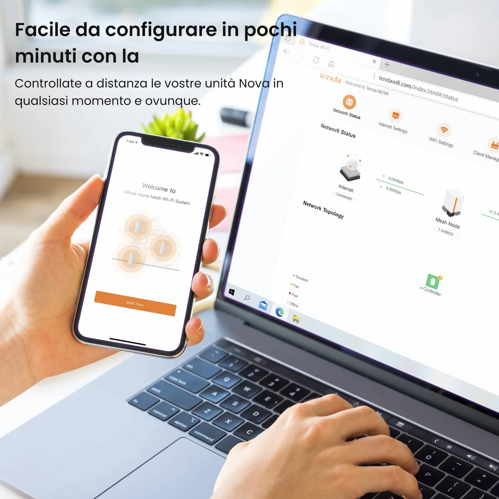 Tenda Nova MX12-2 Pack (220m², GE), AX3000 Mesh Wi-Fi 6 System, ampia copertura Wi-Fi fino a 220㎡, 1.7 GHz Quad-Core CPU, porte LAN Gigabit, supporta Alexa
