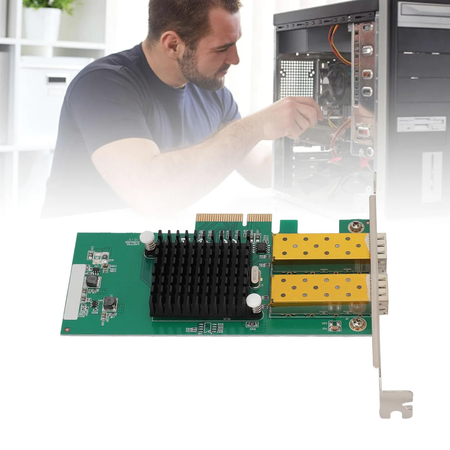 Scheda di Rete Gigabit PCIe X4, Adattatore di Rete PCIe a Doppia Porta con Chip 82576, Adattatore di Rete Gigabit Ethernet, Efficiente Dissipazione del Calore