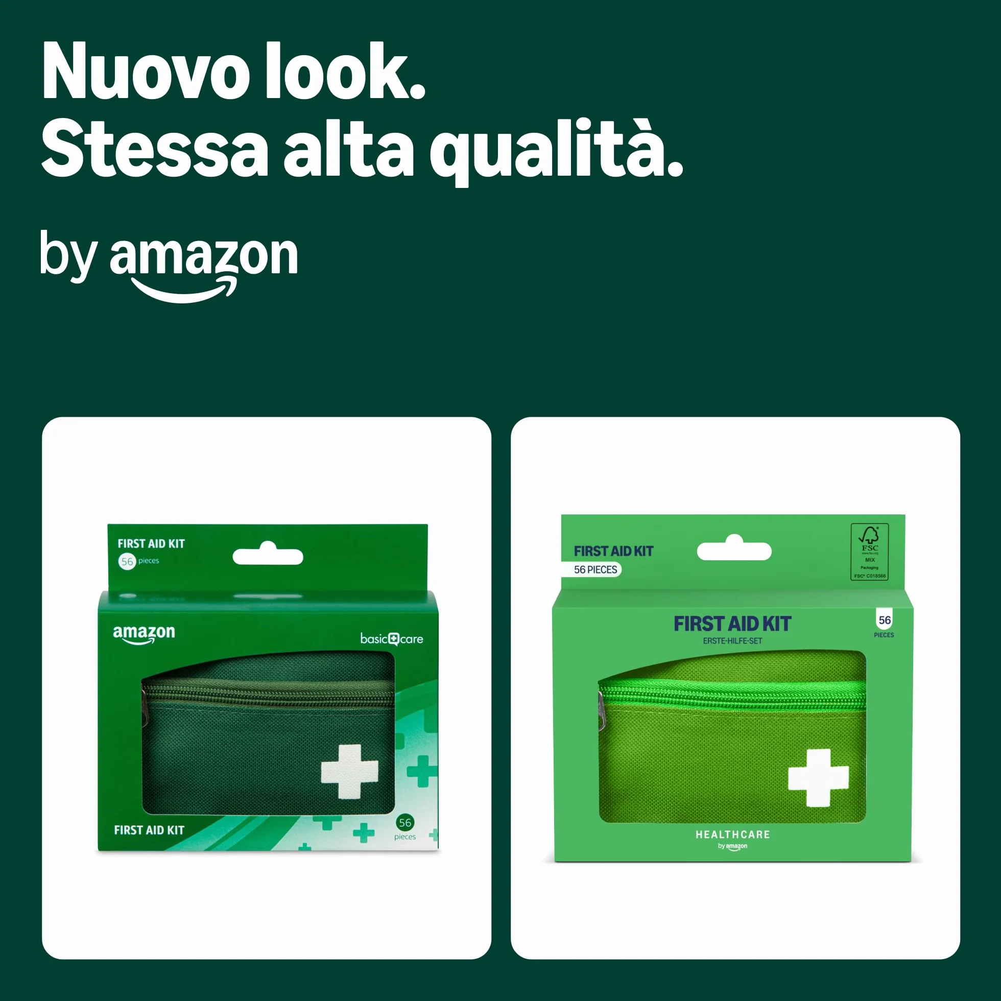 Amazon Basic Care Zestaw pierwszej pomocy, Zielony, 56 sztuk