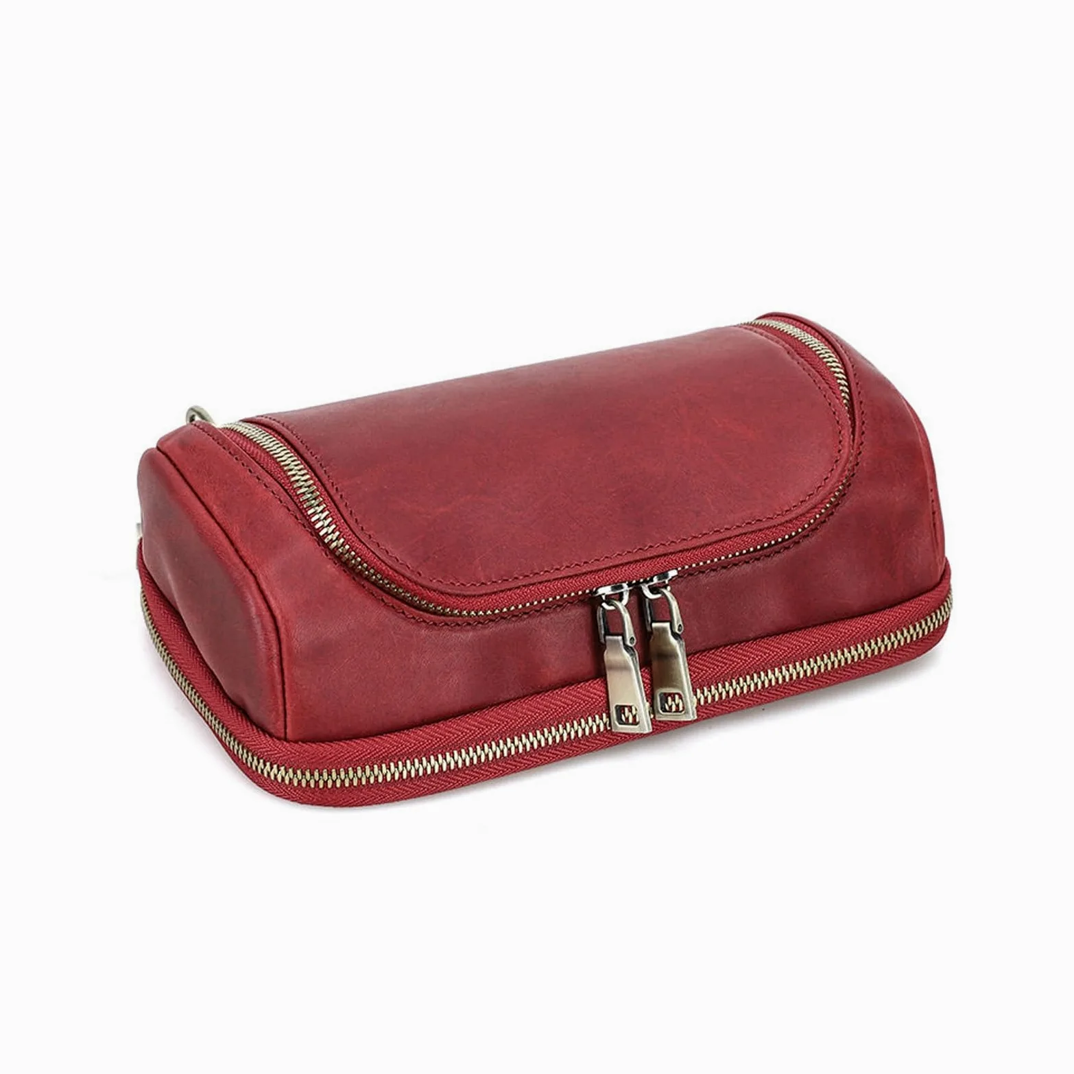 Custodia organizer for cavi da viaggio, custodia arrotolabile for caricabatterie con cerniere Organizer tecnologico in pelle for power bank, cavi, elementi essenziali da viaggio(Red)