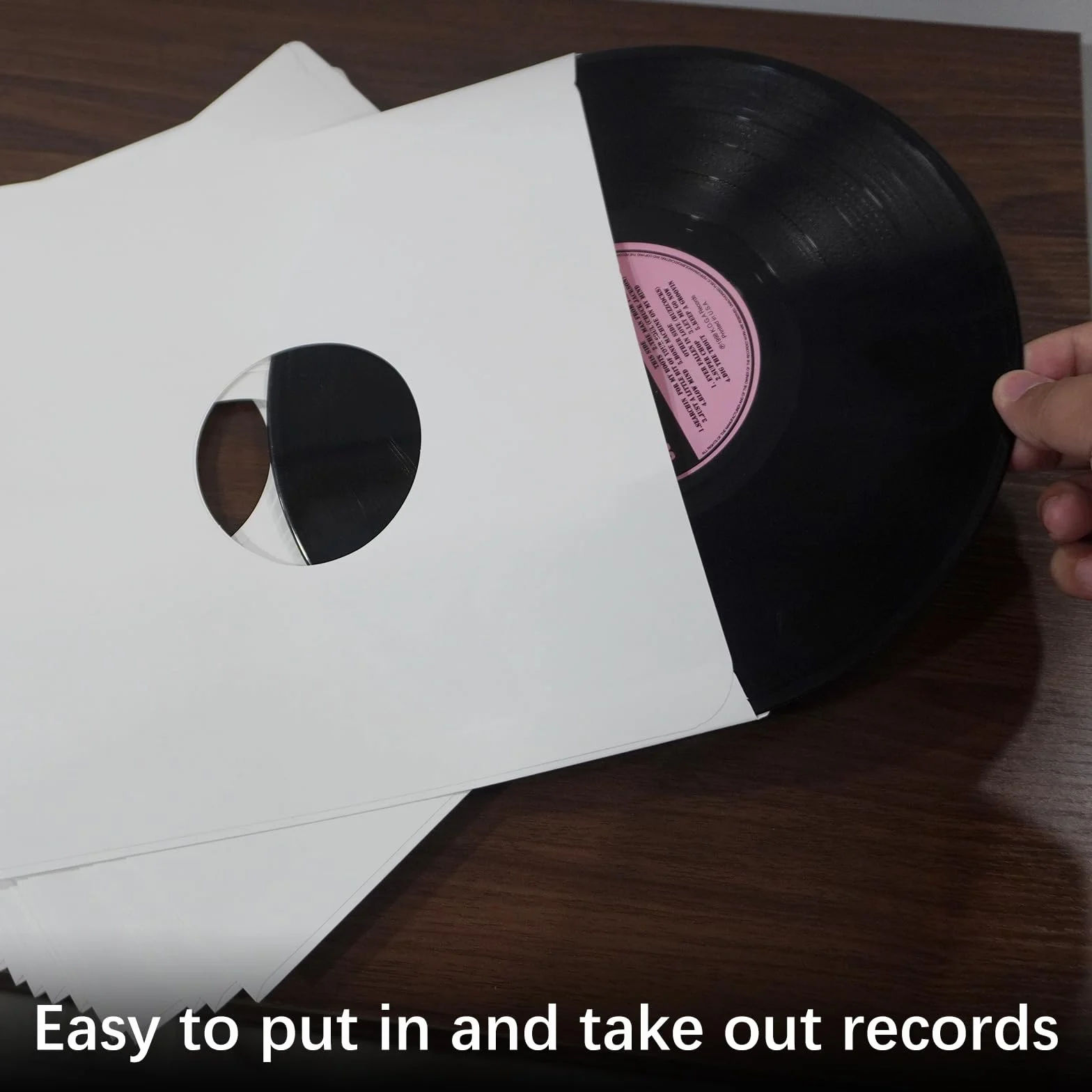 20 custodie interne per dischi in vinile, in carta resistente, senza acidi, quadrate, in carta kraft bianca, con foro per album LP (30,5 cm)
