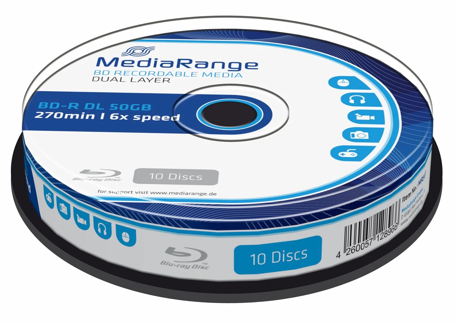 MediaRange MR507 - Blu-ray Disc BD-R DL 50GB, confezione da 10