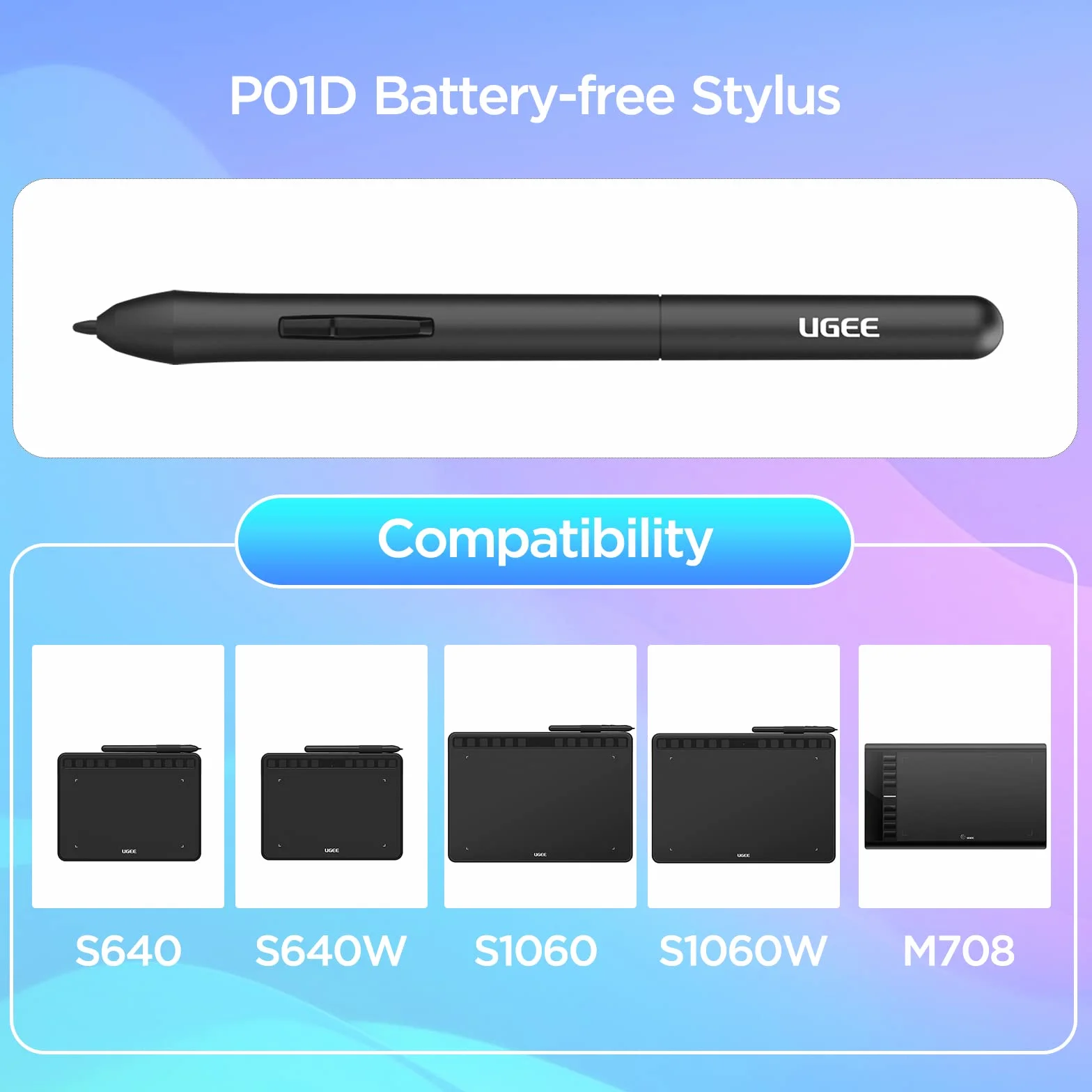 P01D Penna Stilo Digitale Senza Batteria per Ugee Tavoletta Grafica M708 V3/S640/S640W/S1060/S1060W