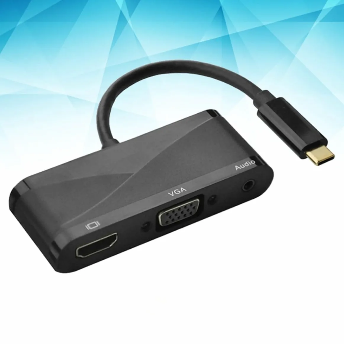 Toddmomy Adattatore Type C a Vga USB 3.1 3 in 1 Nero per Pro PC S8 | Conversione con Uscita Audio, Struttura in Metallo e Plastica, Supporto per Collegamento USB 2.0