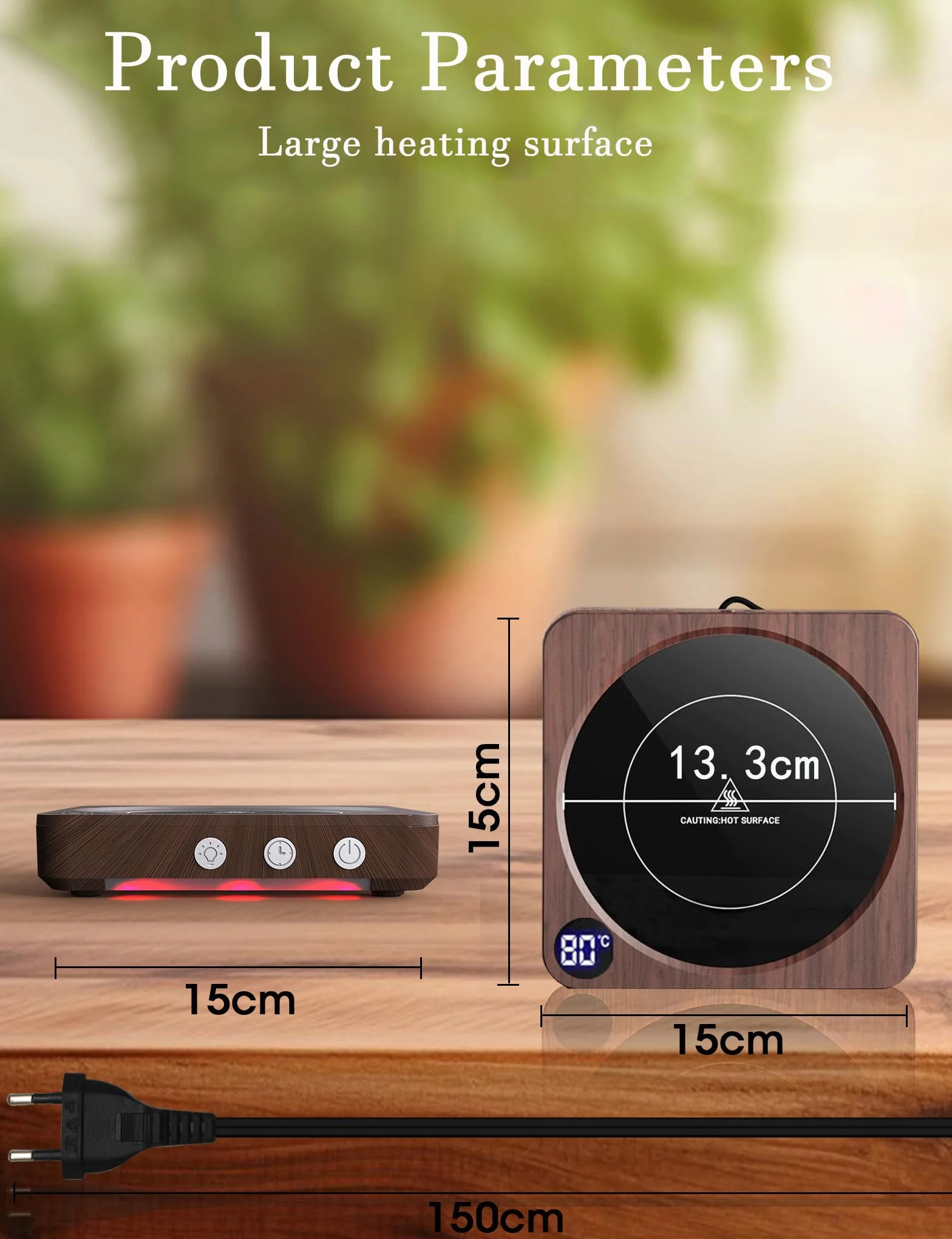 MQFORU Scaldatazze, Scalda Caffè da Tavolo con Display Della Temperatura, Spegnimento Automatico 2-12H, Scalda Candele Intelligente, Scalda Bevande con il Miglior Sapore di Caffè