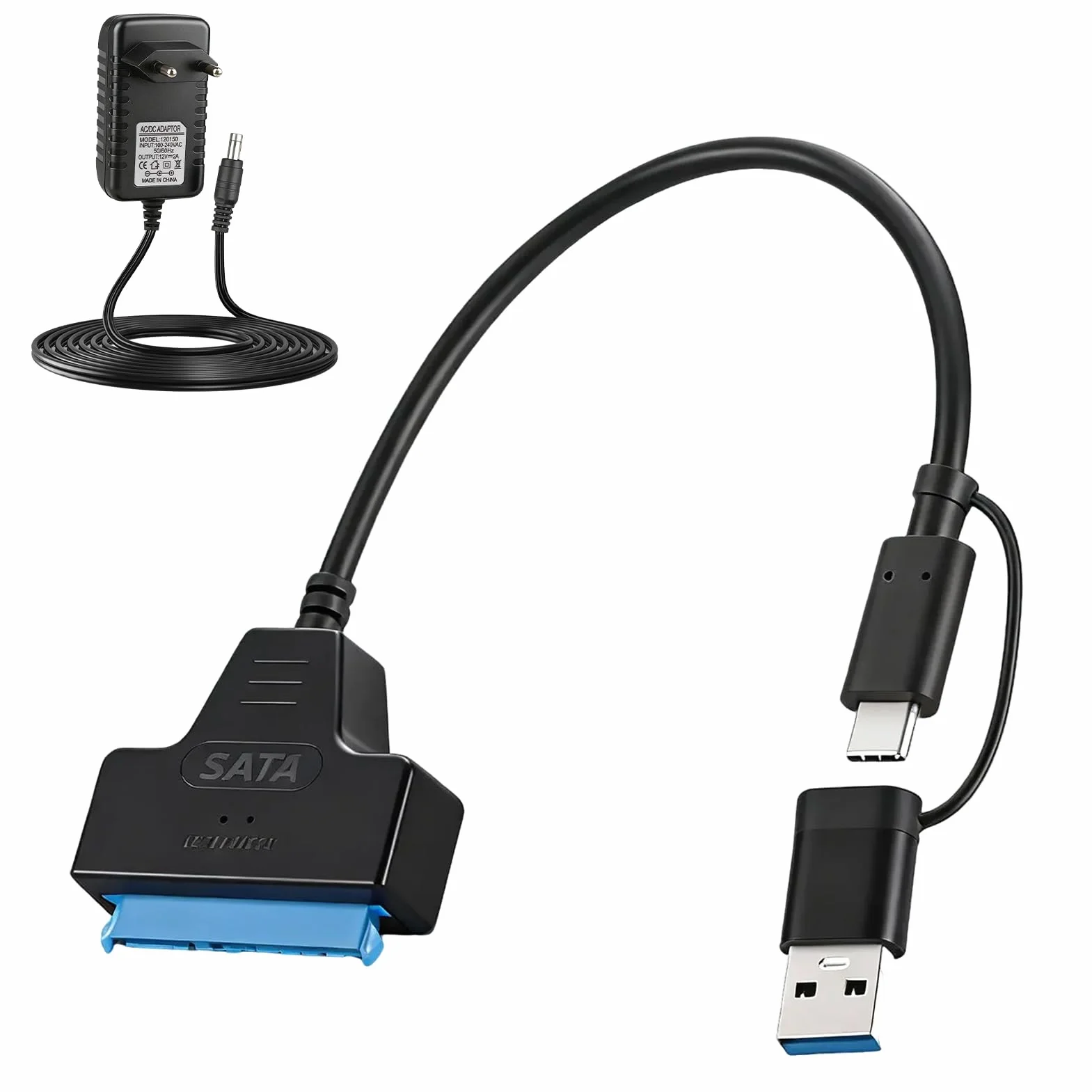 Adattatore SATA USB 3.0 per SSD/HDD 2,5 e 3,5 pollici 12V 2A UASP