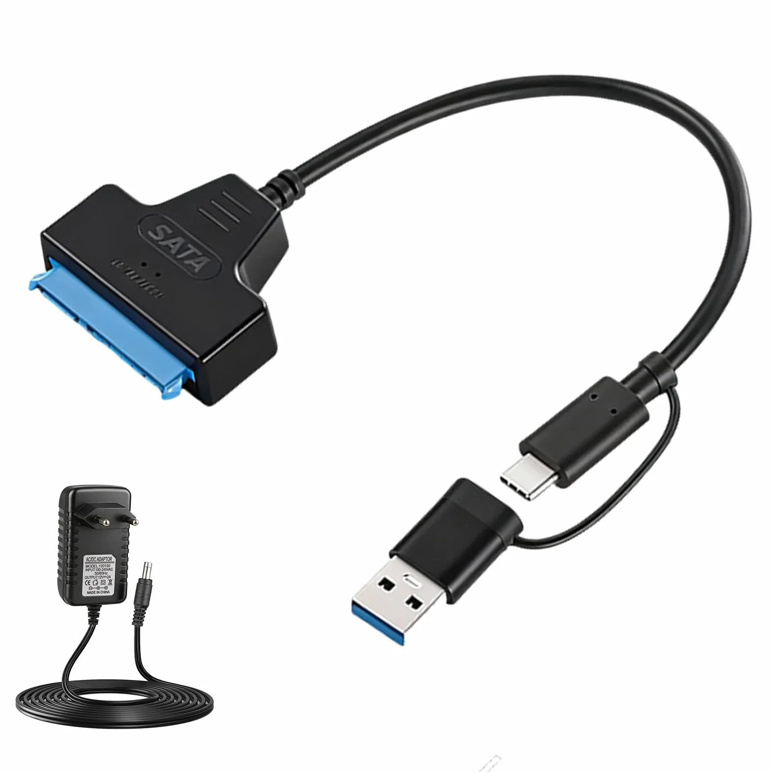 Adattatore SATA USB 3.0 per SSD/HDD 2,5 e 3,5 pollici 12V 2A UASP