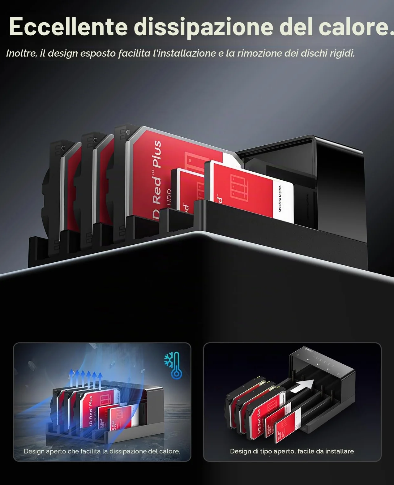 ORICO USB 3.0 Hard Disk Docking Station 5-slot HDD SATA 3,5 Pollici Clone Offline Esterna 90 TB 6558US3-C