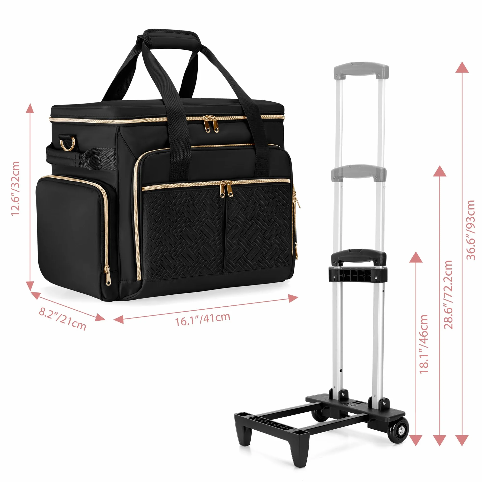 Borsa per Insegnanti con Rotelle Trolley Staccabile per Laptop 15,6" Materiale Didattico Nero