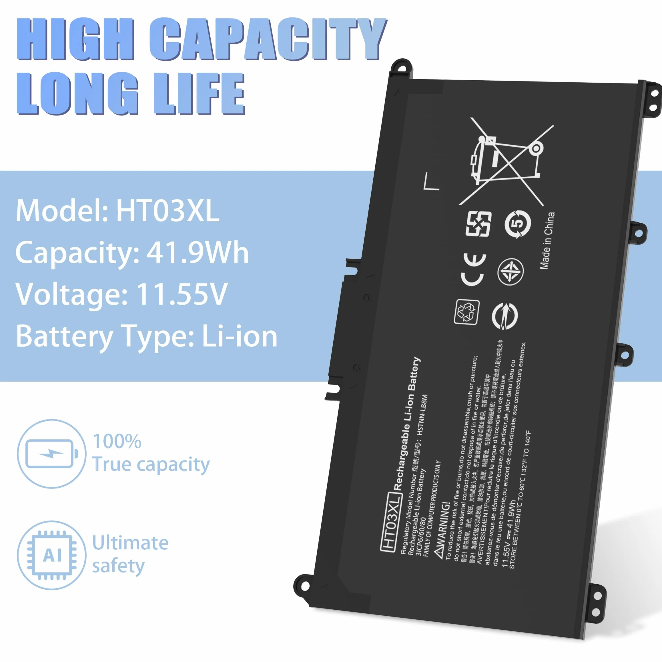 HT03XL Batteria per computer portatile HP L11119-855 HP Batteria per HP Pavilion 15-DA 15-DB 15-DW 15-CS 15-DY 17-by 17-CA 14-CE 14-CF 14-DF 14-DQ 14-DK Series 15-CS0053CL 15-DA001 4DX HSTNN-U. B7J