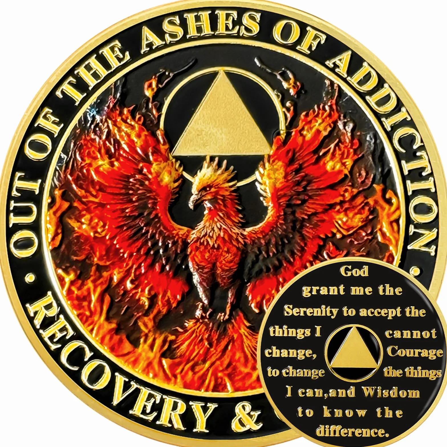 Phoenix in Fire Moneta Fiamma Chip AA Coin Medaglione Recupero Token Regali Per Uomini Donne Alcolisti Anonimo