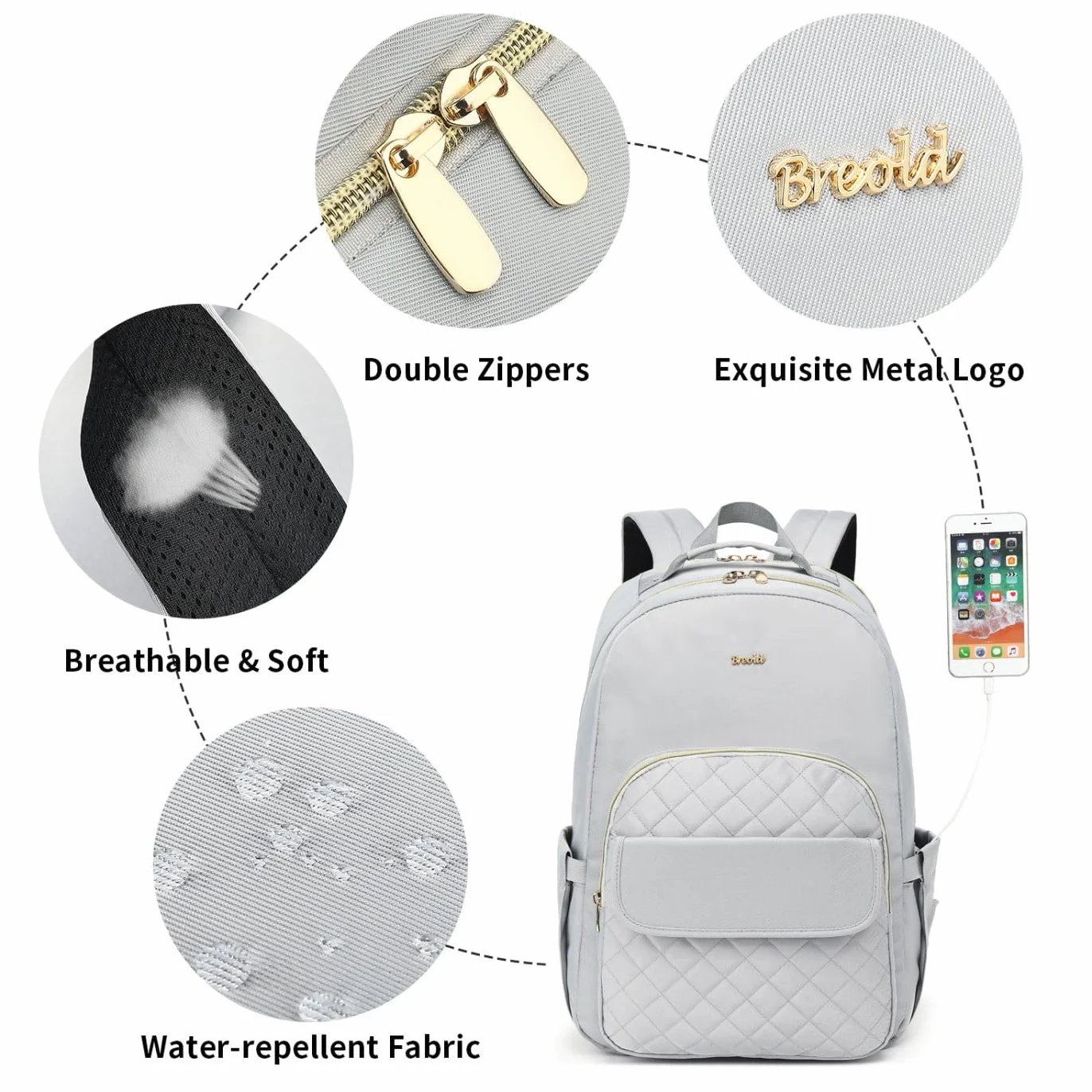 Zaino Donna PC Zaino Scuola Ragazza 17,3 Pollici,Borsa Scuola Zaini Scuola Superiore con Scomparto per Laptop e USB,Zainetto Femmina per Viaggi di Piacere,Affari,Studi,Universitario