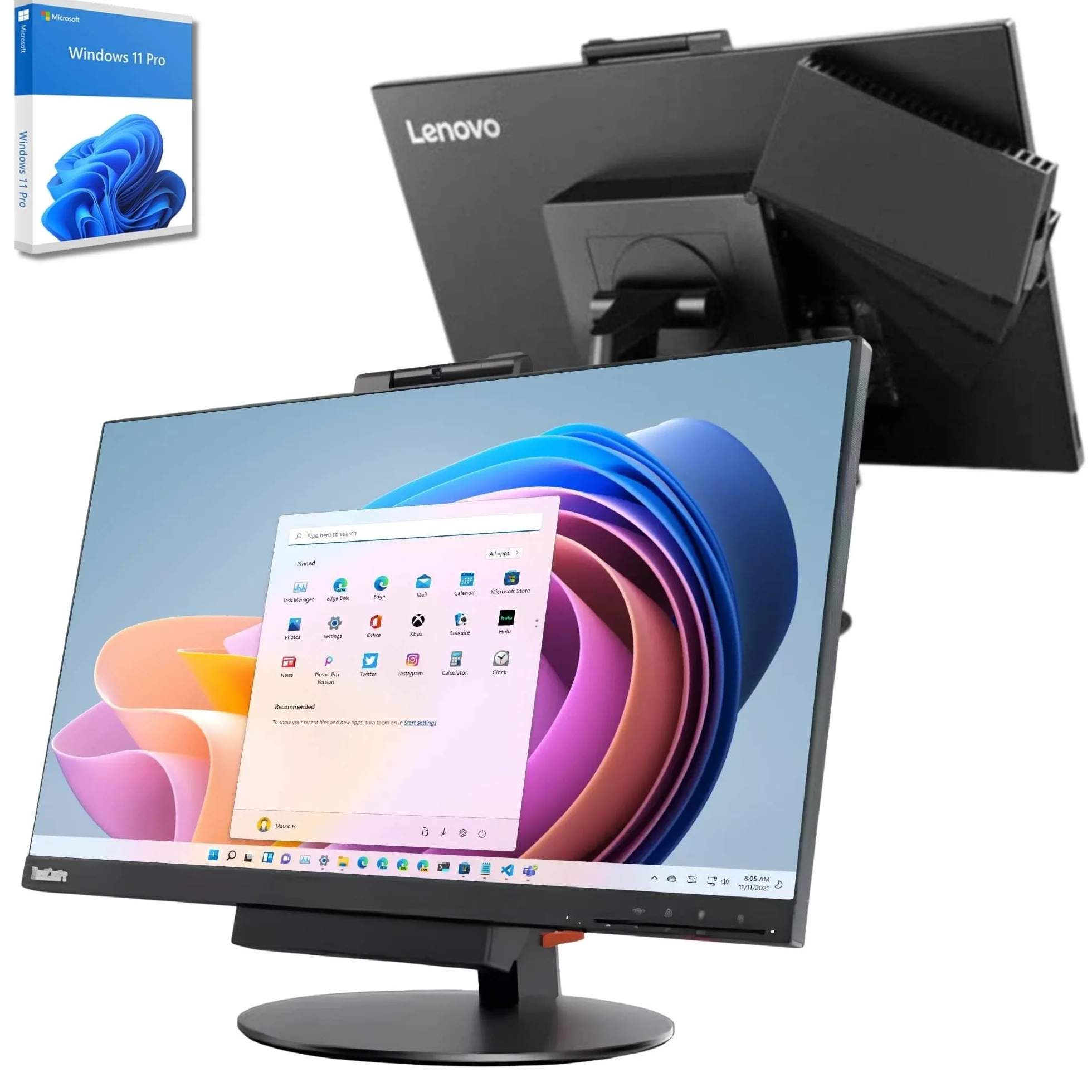 Lenovo ThinkCentre TIO24 24" Full HD Intel Core i7 3.60 GHz 16 GB 512 GB SSD Webcam Win 11 Pro Ricondizionato