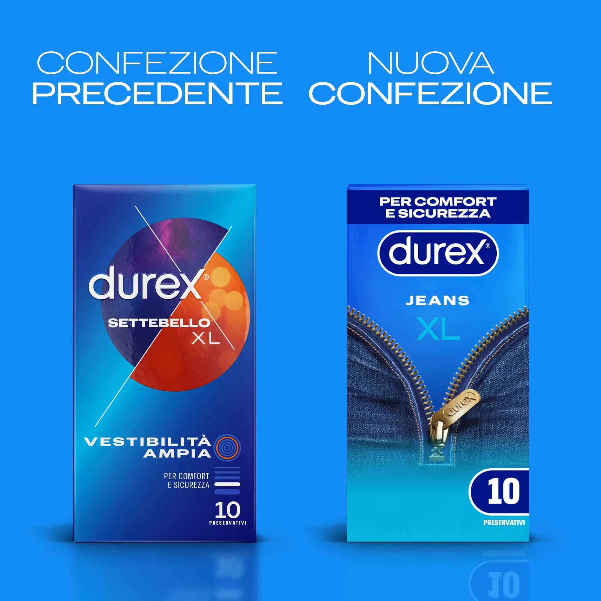 Durex Settebello XL Preservativi Extra Large, 10 pz