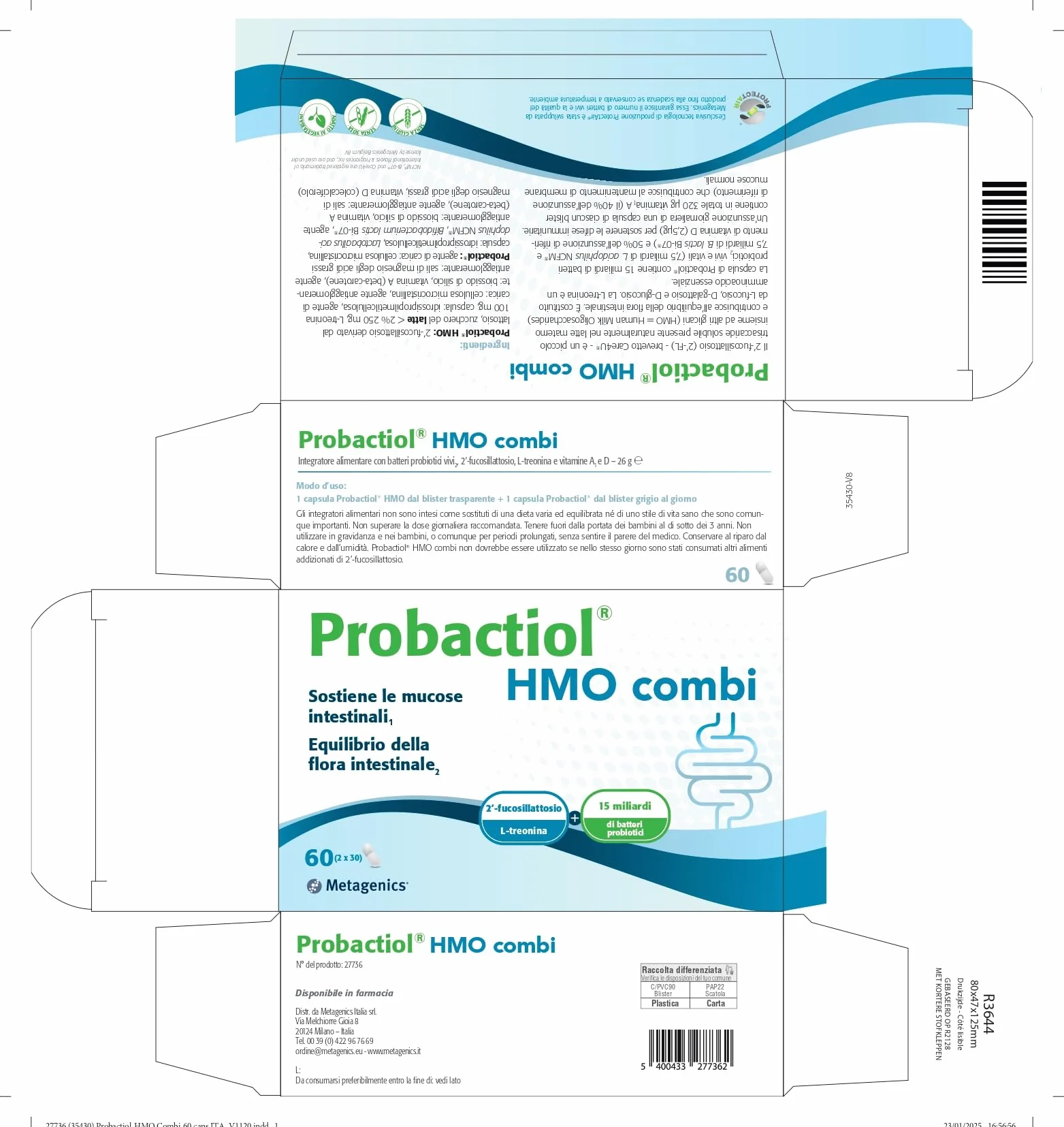 Metagenics Probactiol HMO Combi 60 Capsule Equilibrio Flora Intestinale