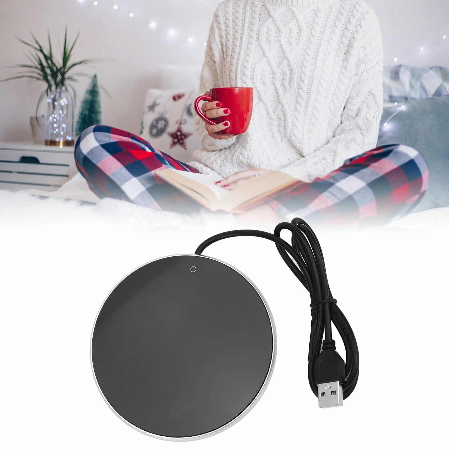 Buachois Scaldatazze Elettrico da Caffè con Termostato Intelligente Temperatura Costante a 55°C 3 Livelli Regolabili Sottobicchiere per Tazze in Casa Ufficio e Viaggi Design Moderno Argento