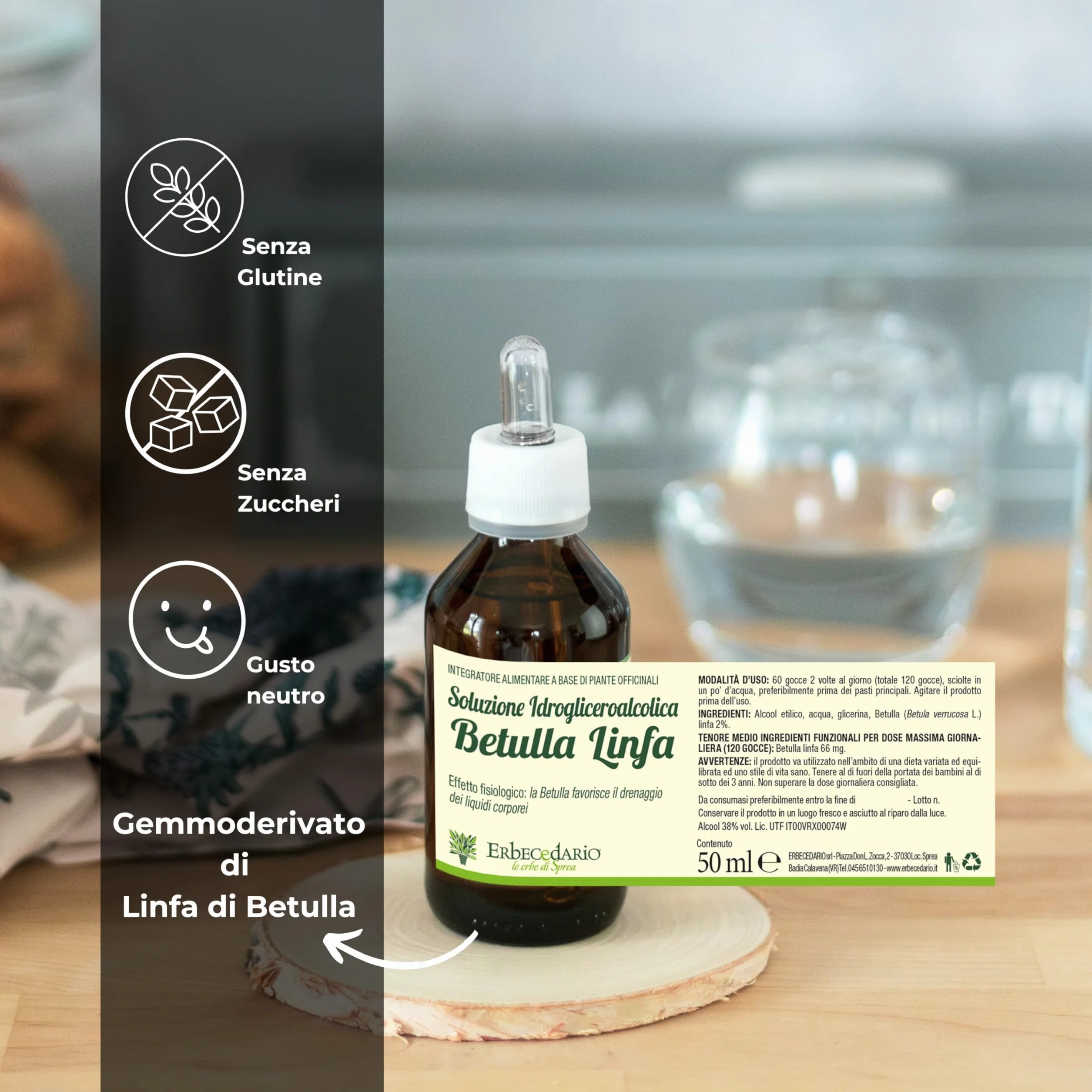 Linfa di betulla gemmoderivato drenante forte 50ml Made in Italy