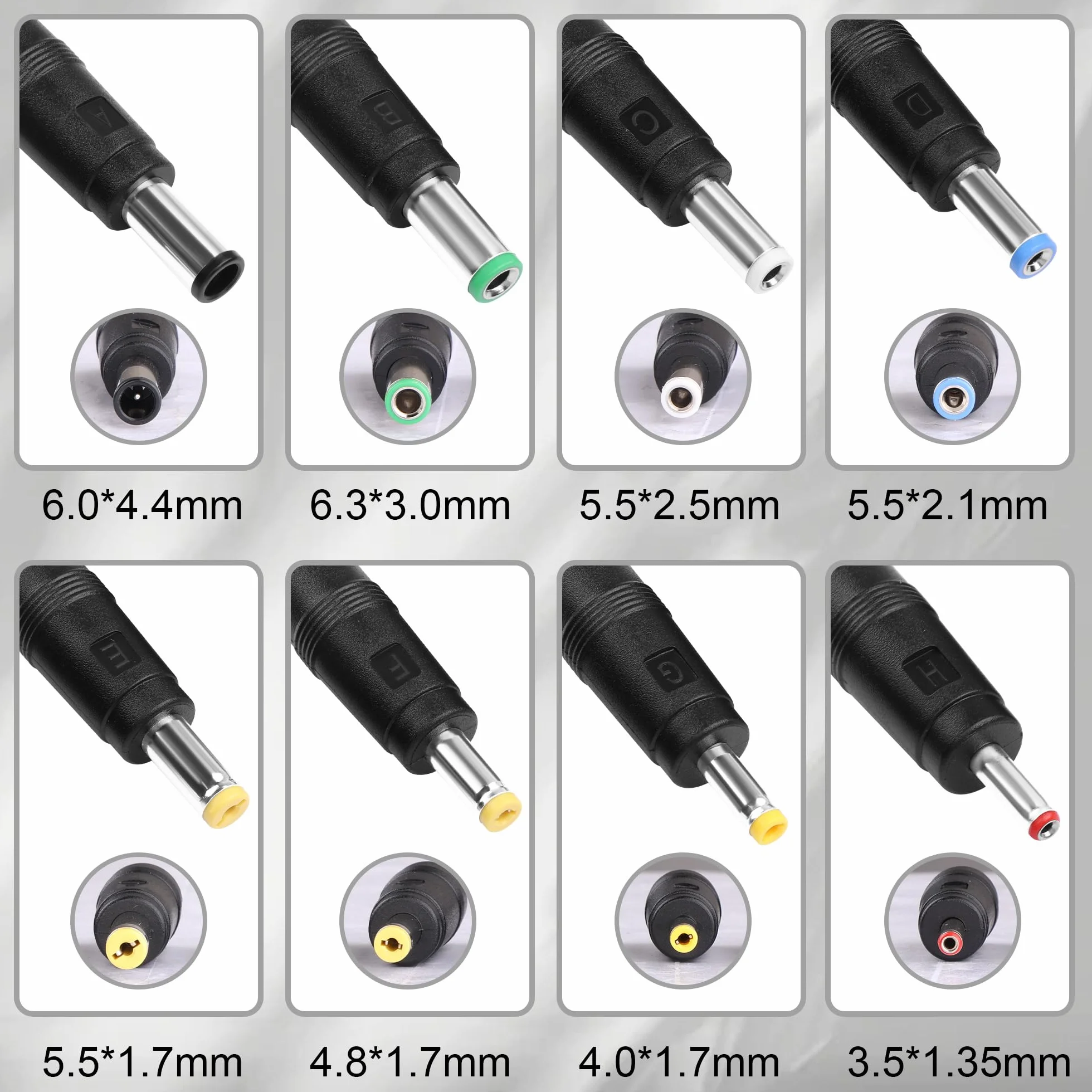 DC 5521 - Set di adattatori da presa a 8 connettori universali DC Power Connector per laptop, router, elettronica (5,5 x 2,5/4,0 x 1,7/3,5 x 1,35/3,0 x 1,1/2,5 x 0,7/Micro USB/Solder-Free Plug