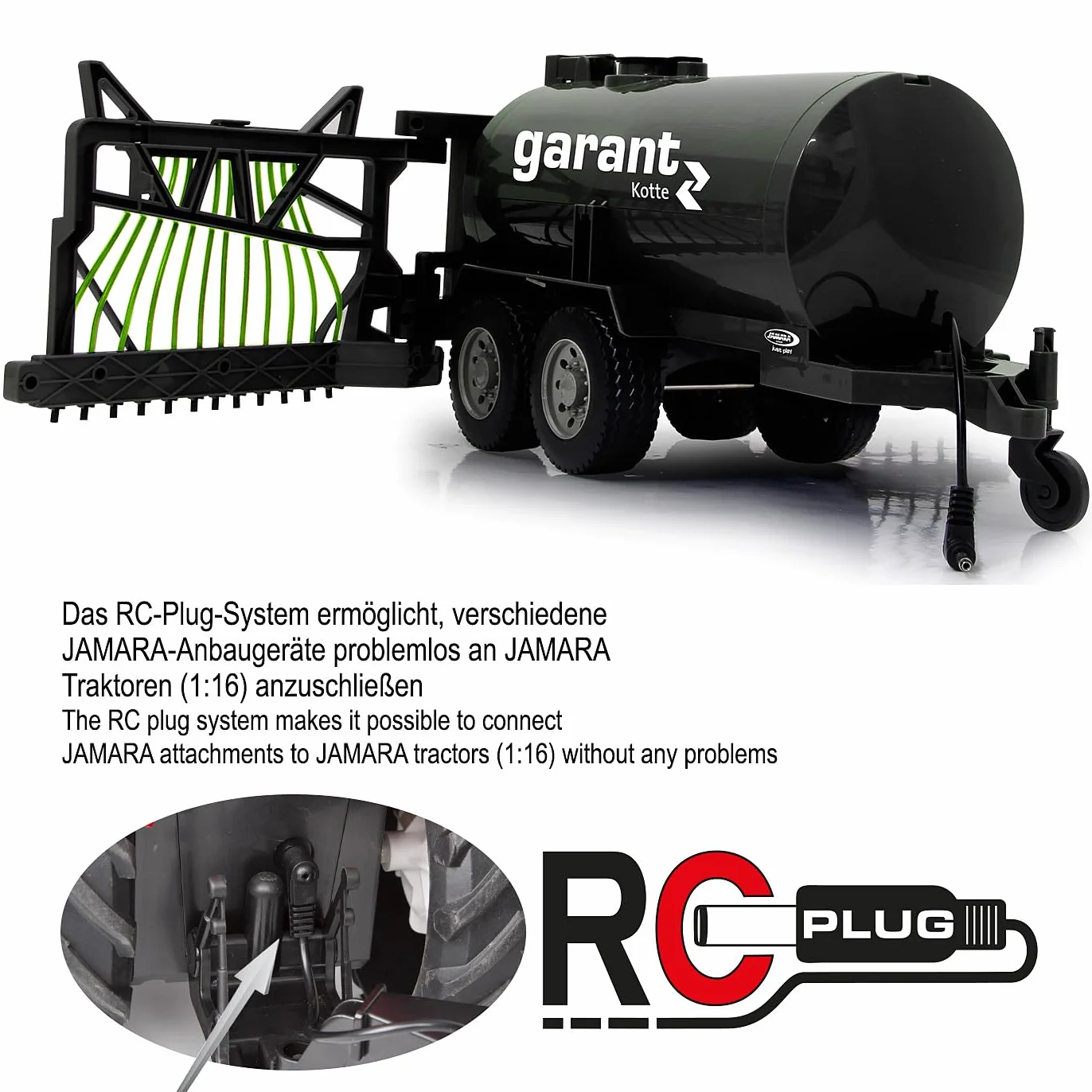 JAMARA Carrozzina con distributore di tubo, serbatoio 450 ml, spruzzatore on/off, gancio traino anteriore, distributore pieghevole manuale