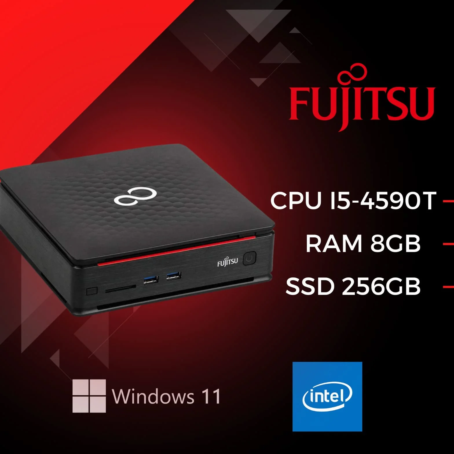 Fujitsu Mini PC Pronto all'Uso Intel i5 8GB RAM 256GB SSD Windows 11 Pro Office 2021 Ricondizionato