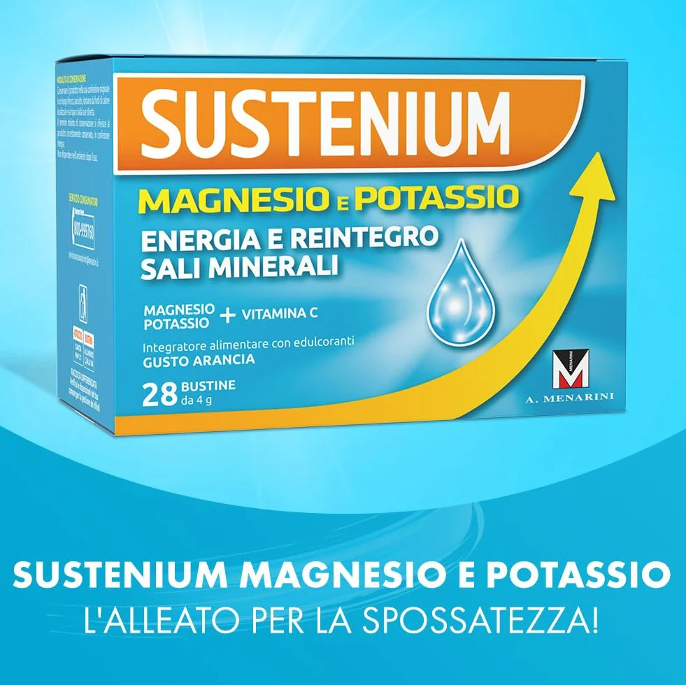 Sustenium Magnesio e Potassio Integratore Sali Minerali Vitamina C Bipack 56 Bustine Autosolubili