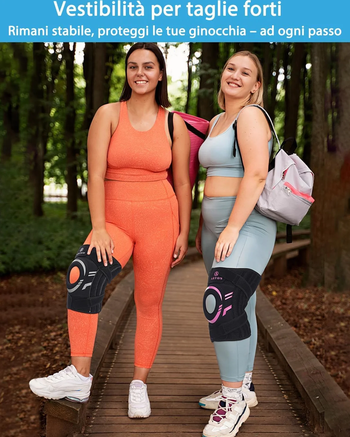 ABYON Ginocchiera Regolabile per Menisco Artrosi ACL MCL Supporto Rotuleo in Neoprene con Stabilizzatori Laterali