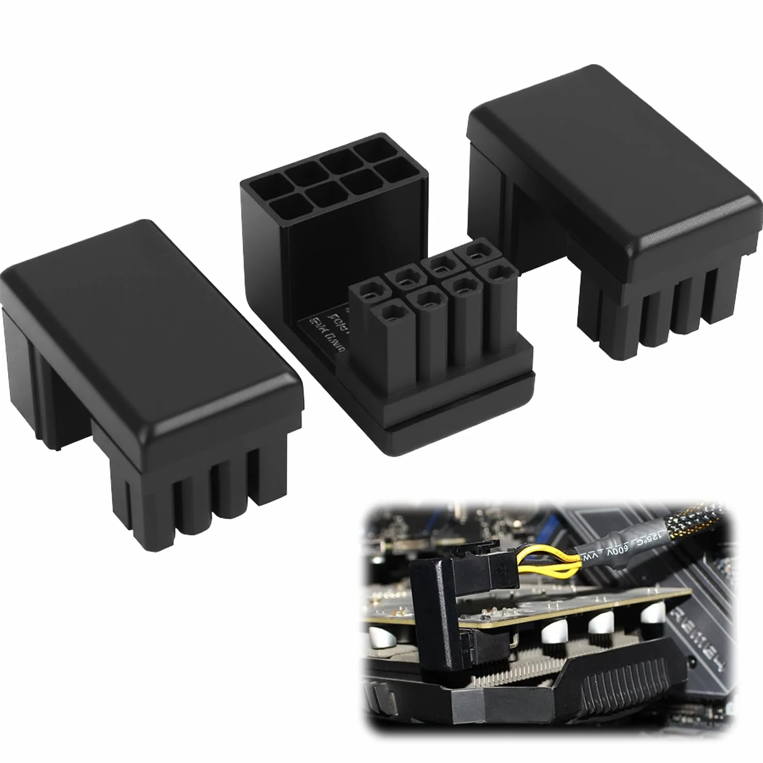 3pcs GPU VGA PCIe 8 Pin U Turn 180 gradi adattatore scheda,Adattatore Scheda Grafica Desktop Tipo Reverse, Compatibile con ASUS, NVIDIA, EVGA