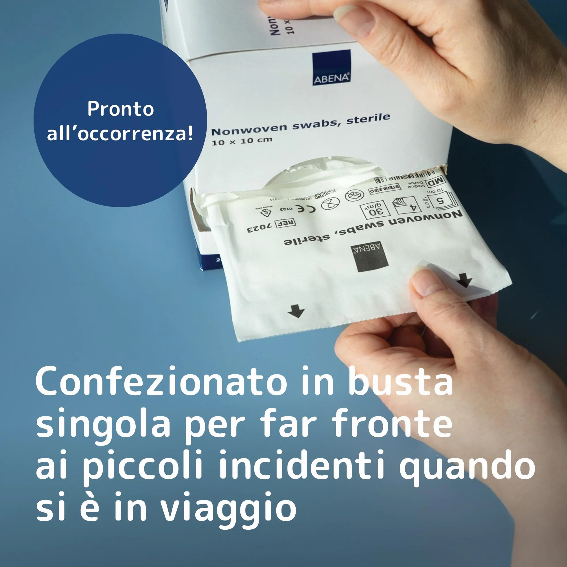 ABENA Garze Sterili 10x10 cm Tessuto Non Tessuto Compresse Garza Sterile per Medicazione 125 Pezzi