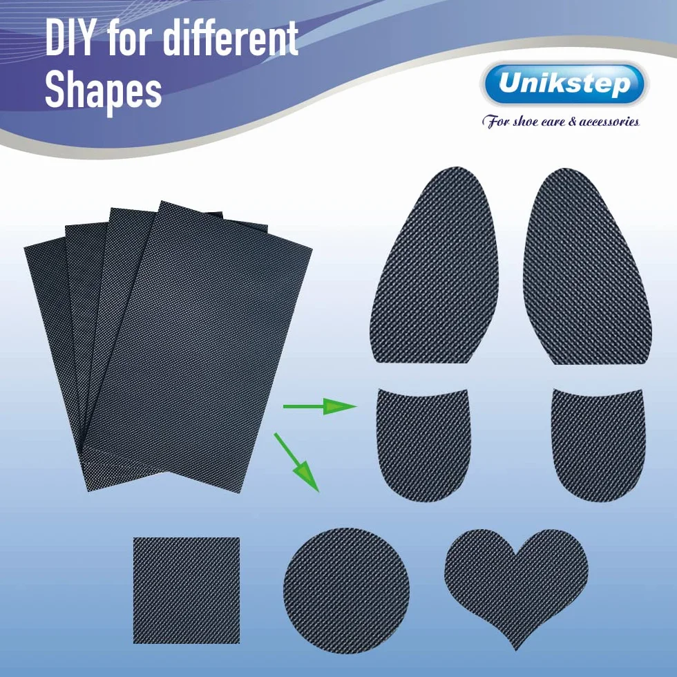 Unikstep 4 Pezzi Protezioni Suole Scarpe, Cuscinetti Antiscivolo Tallone, Adesivo Riduzione Rumore