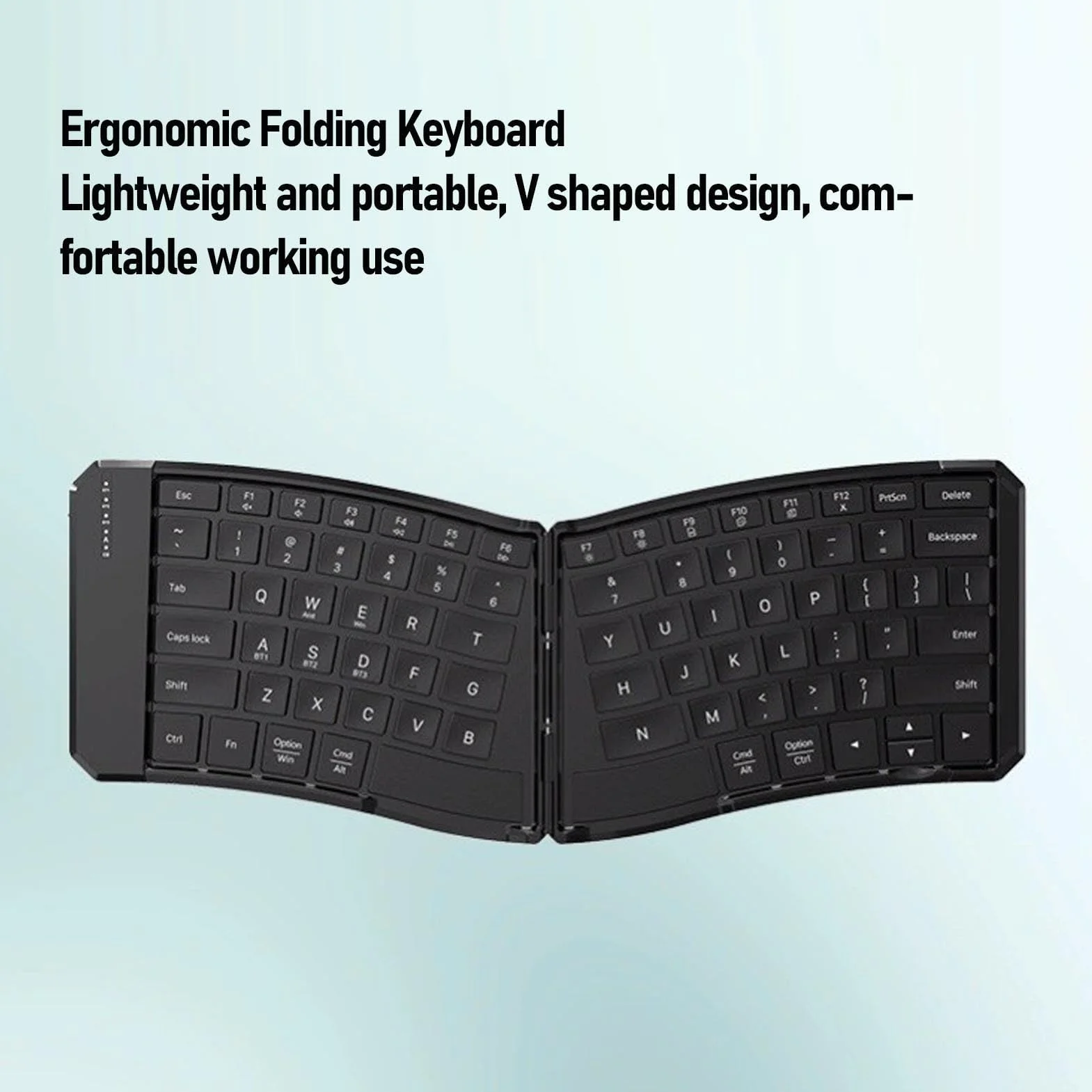 Sxhlseller ‌Tastiera Pieghevole Ergonomica a Forma di V |Design a Tasti Divisi, Dispositivo Multiplo Bluetooth (3 connessioni), Tasti Silenziosi con Interruttore a Forbice, Custodia in