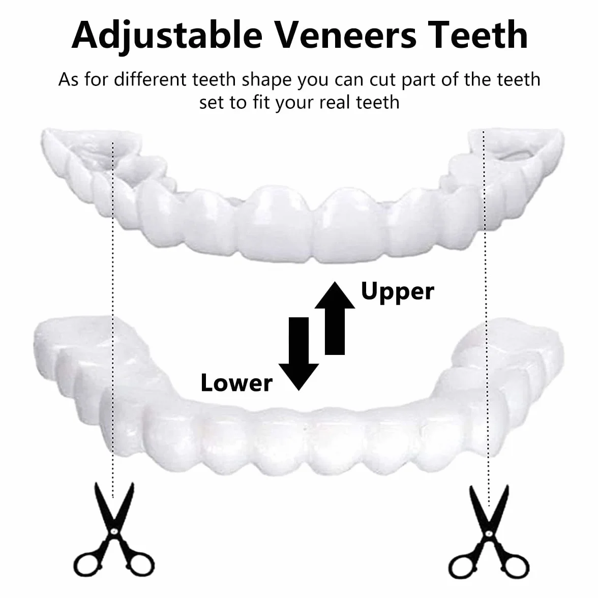 Denti Finti Temporanei Clip Superiore e Inferiore, Protesi Cosmetica in Silicone per Coprire Denti Mancanti