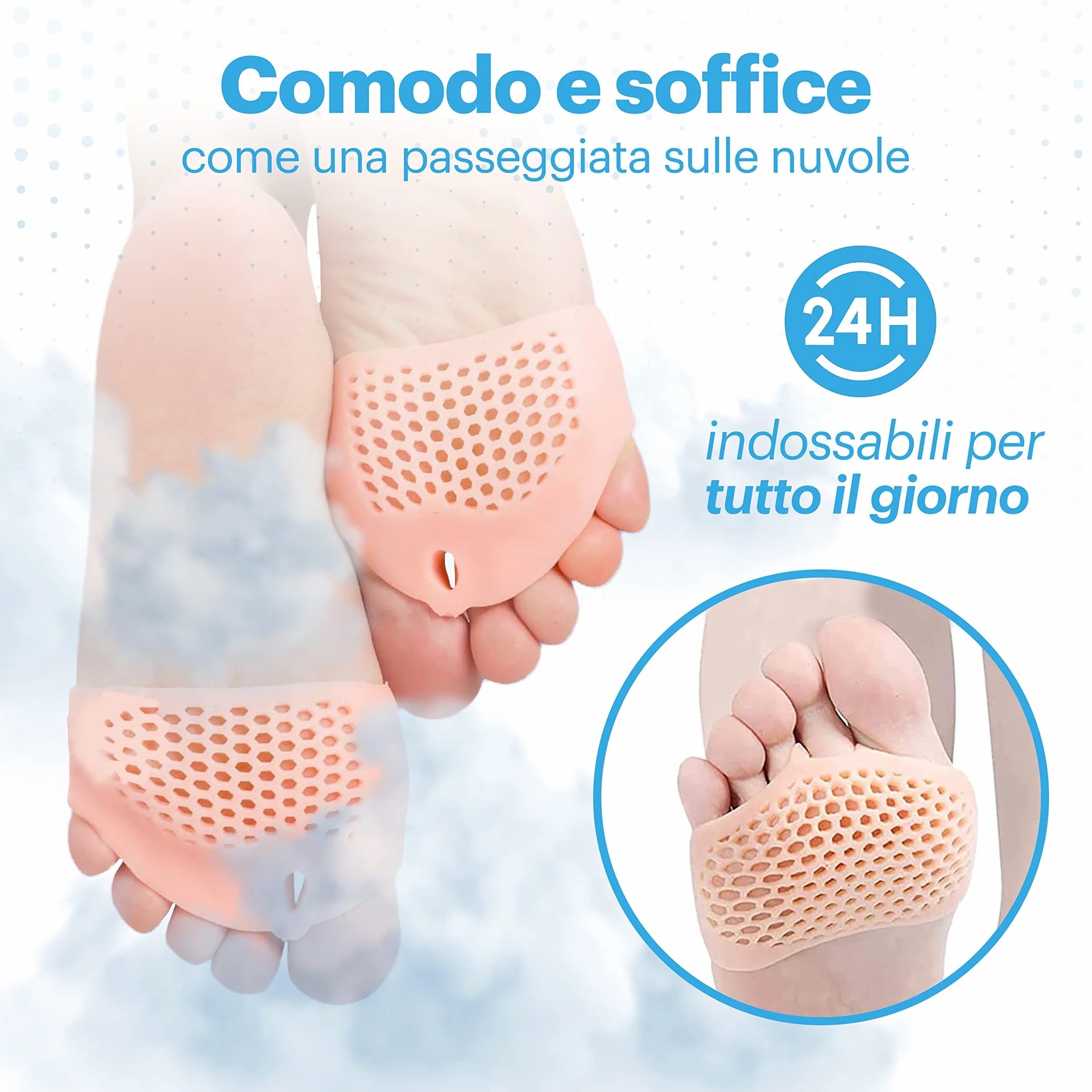 Cuscinetti Metatarsali in Gel per Avampiede Professionali 4 Pezzi Sollievo Dolori Vesciche