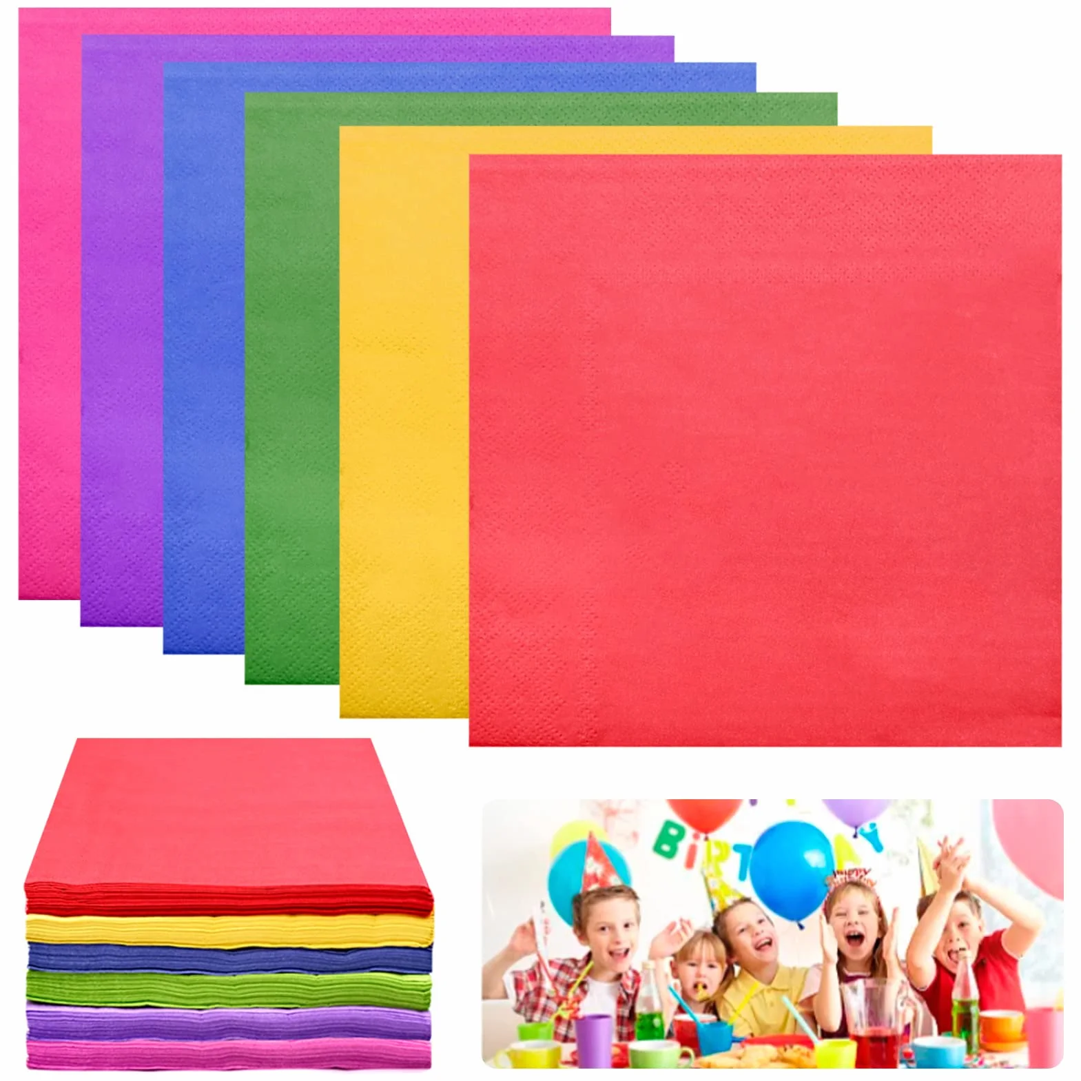 Tovaglioli di Carta Colorati Multicolore 33x33 cm 120 Pezzi per Feste Compleanno Decorazioni