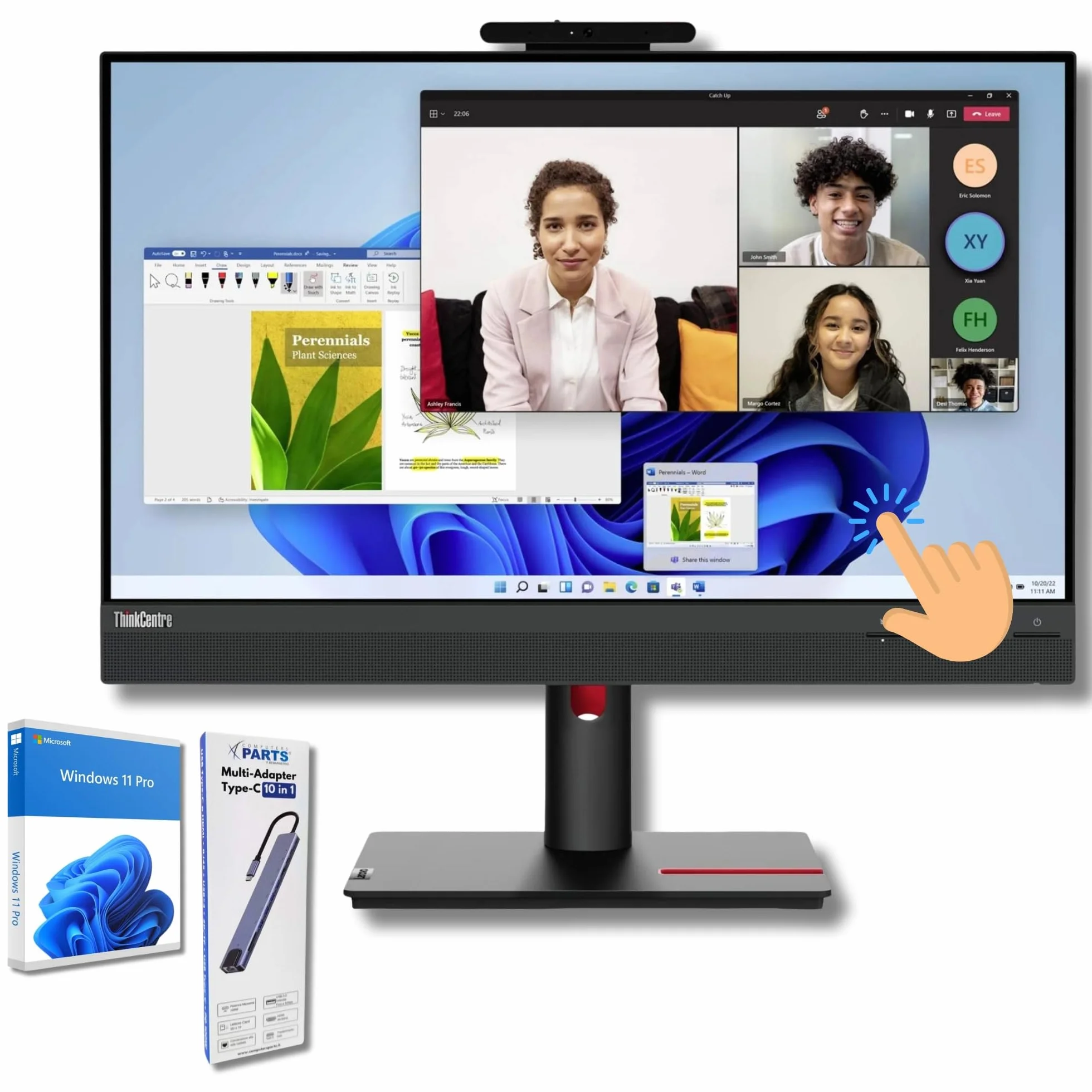 Lenovo All-in-One 24" Touch Screen i5-10500T 3.80GHz 16GB RAM 1000GB SSD Windows 11 Pro Office USB-C Garanzia 36 Mesi