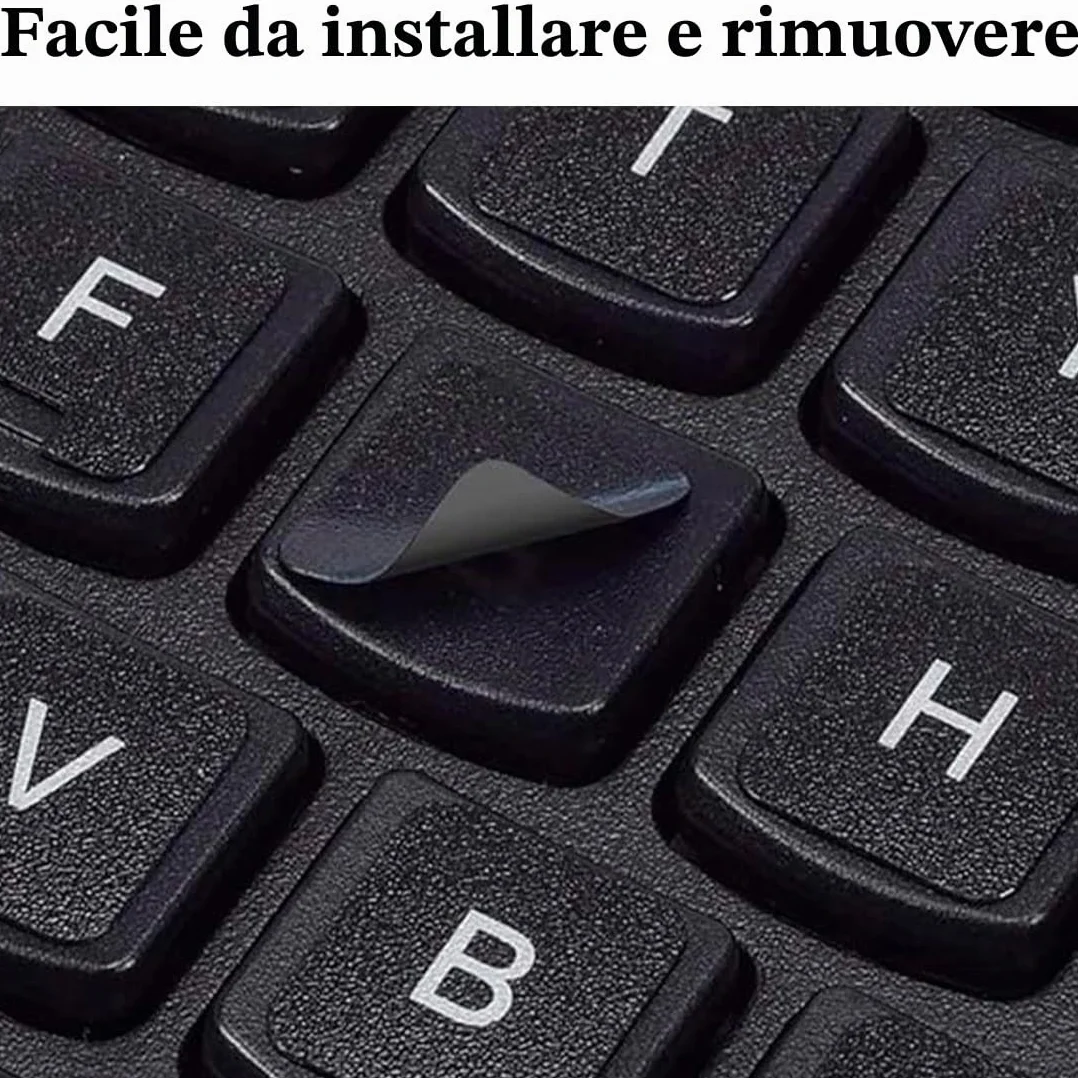 JEYORZY Adesivi Tastiera Italiana, 6 Pezzi Universali Per Conversione Layout, Materiale Opaco, Adatti a Qualsiasi Tastiera Standard (Nero)