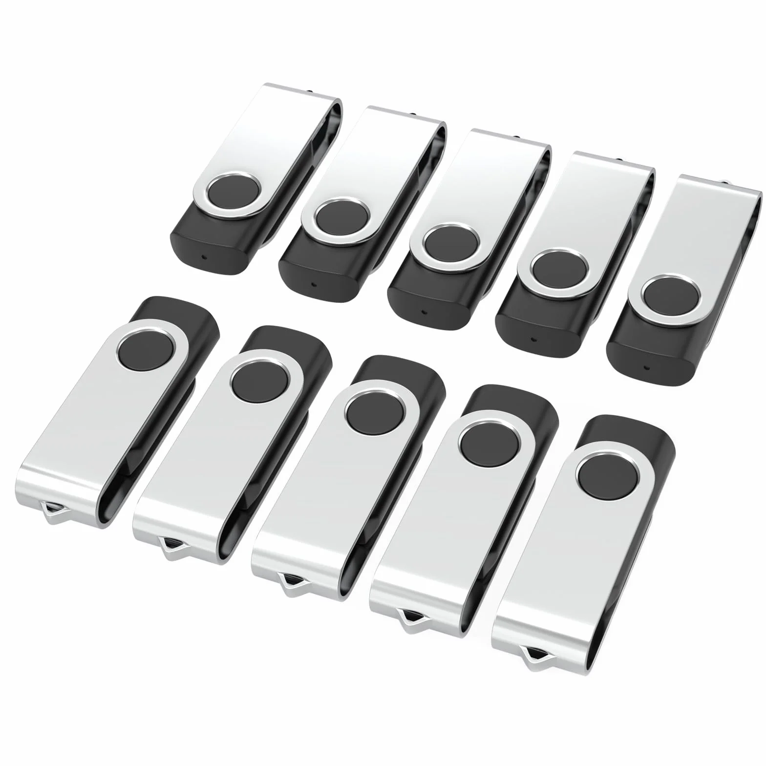 WOOOLKEN Chiavetta USB 8GB 10 Pezzi USB 2.0 Pen Drive Girevole Nero