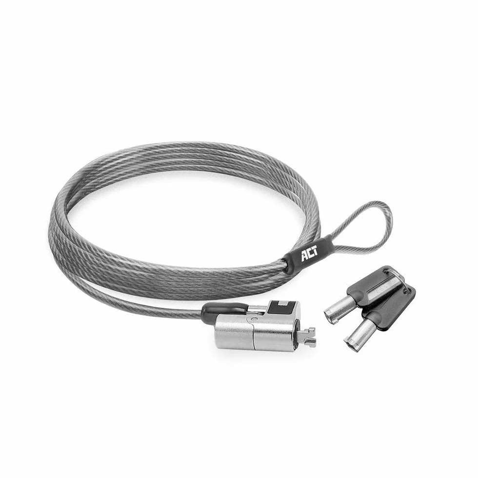 ACT AC9030 - Cavo di sicurezza per computer portatile, 2 m, slot per computer portatile, serratura per laptop, cavo antifurto