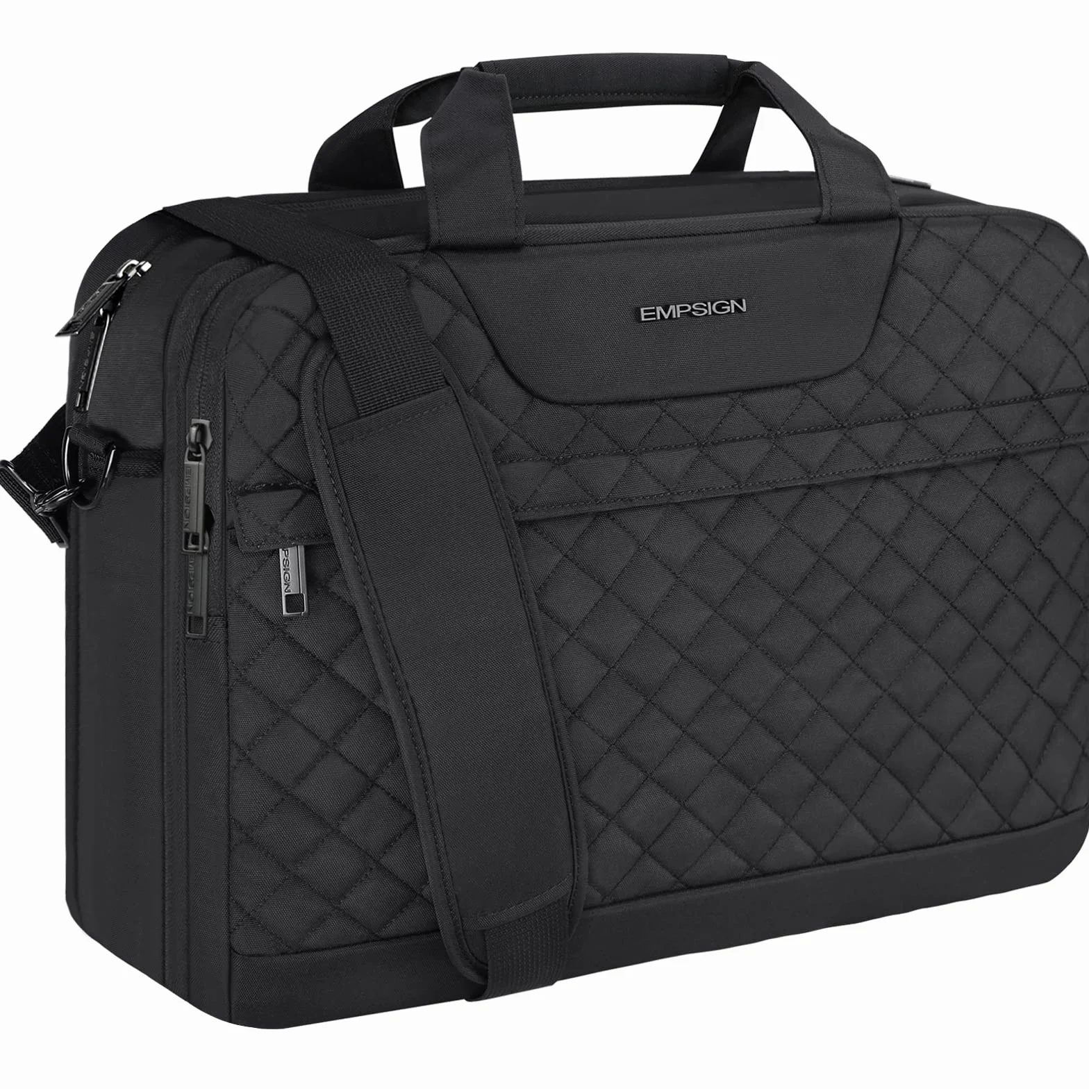 EMPSIGN Borsa porta PC 17,3 pollici, cartella da viaggio espandibile con grande capacità per uomo e donna per ufficio e lavoro, custodia per computer idrorepellente con tasche RFID, nera