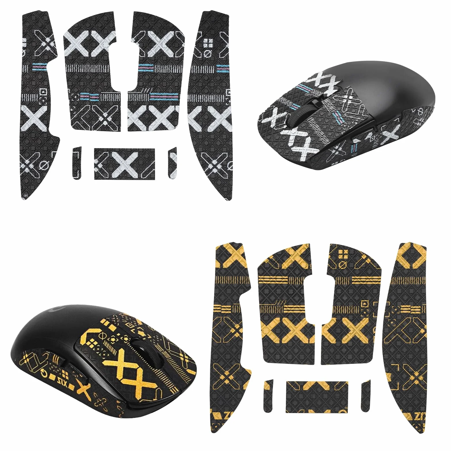 HENGBIRD Grip Tape Mouse Logitech G Pro X Superlight 2 – Nastro Antiscivolo Ultra Sottile Anti Sudore Autoadesivo – 2 Set Nero & Nero-Oro, Accessori Gaming per Logitech G Pro Superlight 1/2