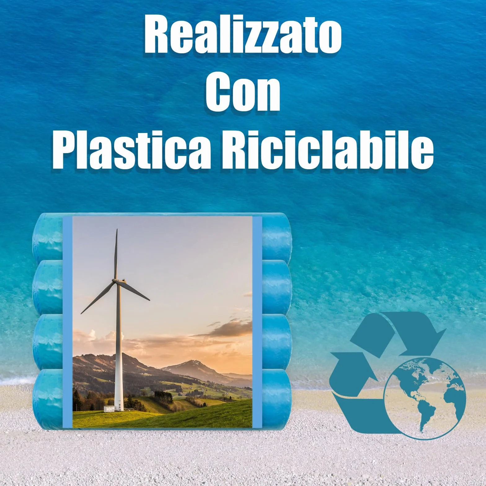 HW Sacchetti Spazzatura 55x65CM 50L 4 Rotoli 60 Pezzi Riciclabile per Raccolta Differenziata (BLU)