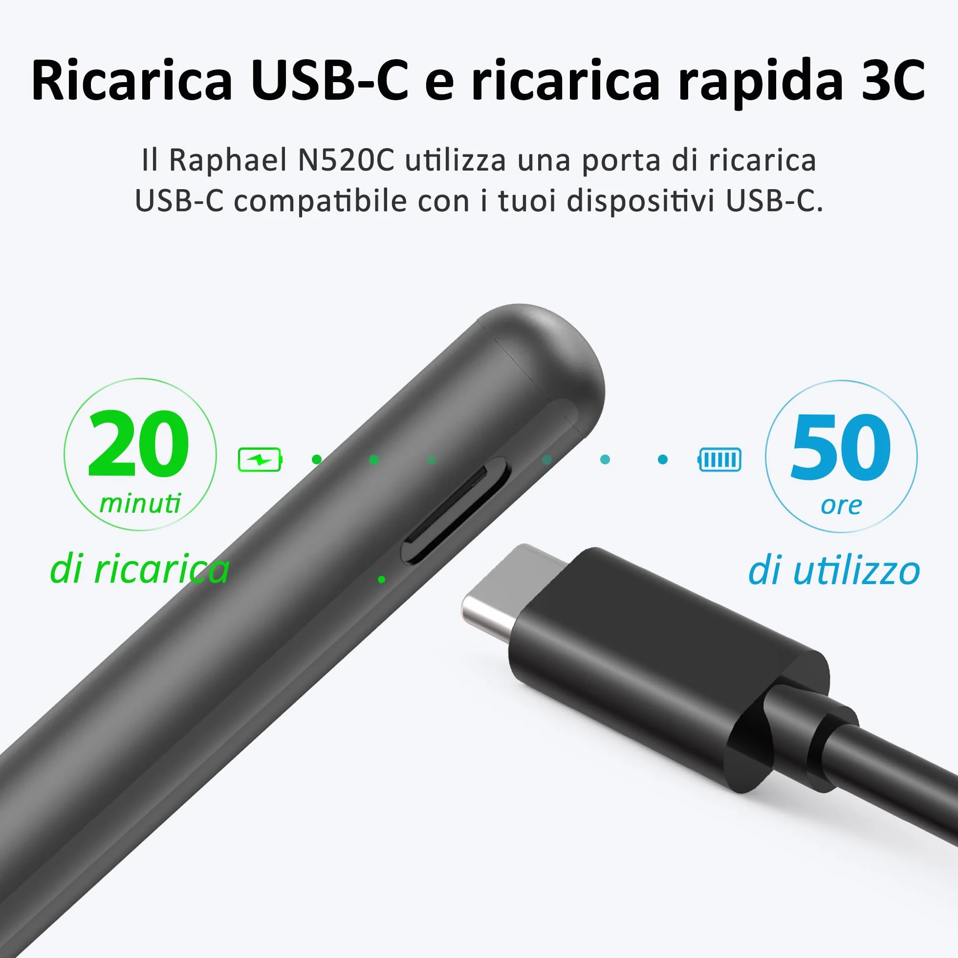 Taiwan RENAISSER Penna per Surface Raphael N520C, progettata a Houston, 4096 pressione e all'inclinazione, Surface pen compatibile con Surface Pro 3-12/Book/Studio/Go, super leggera, non magnetica