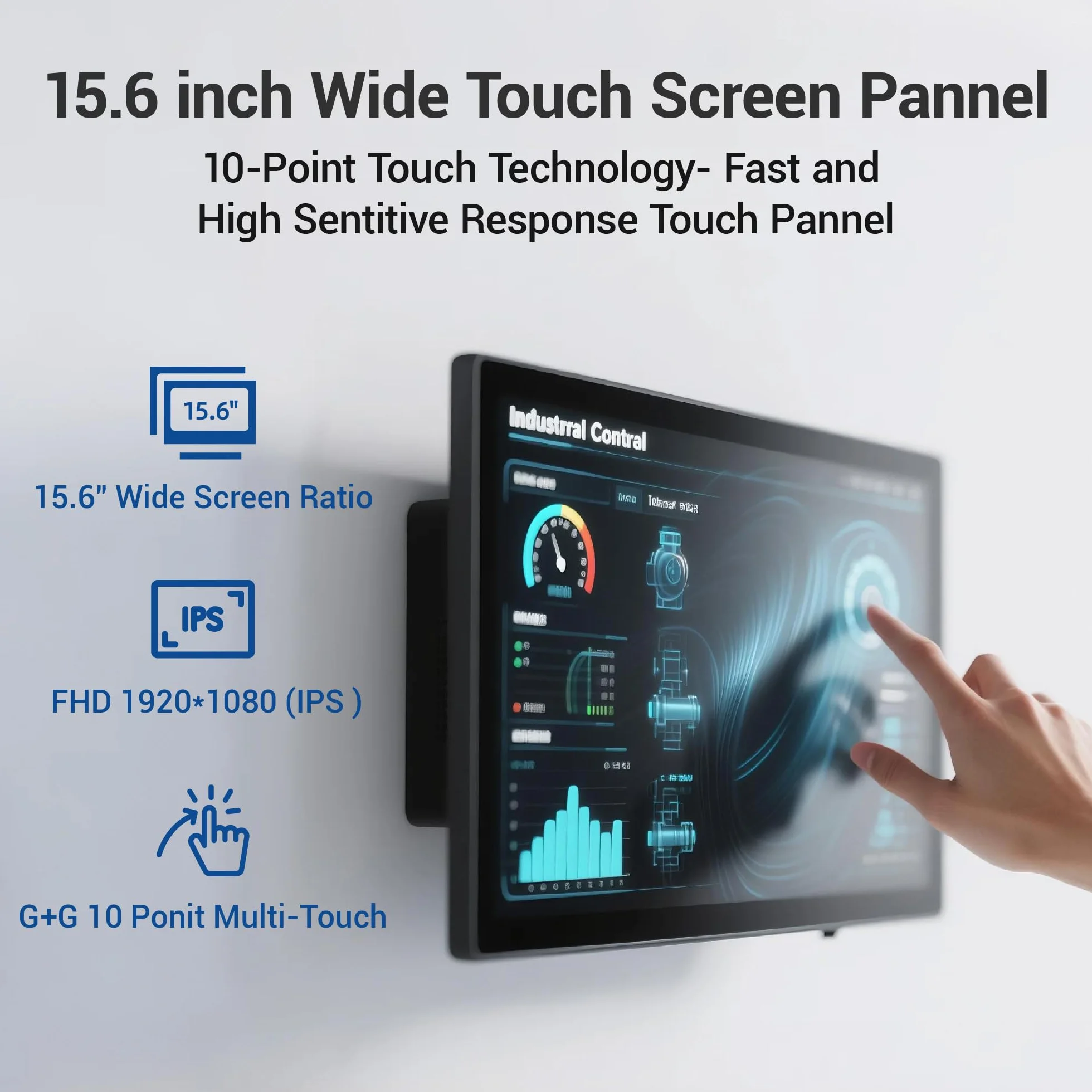 Industrie Panel PC 15.6 Pollici Touchscreen Fanless All in One Win11 Pro N5095 8GB RAM 128GB ROM 1920x1080 IPS 4xUSB3.0 2xRS232 Type-C HDMI LAN