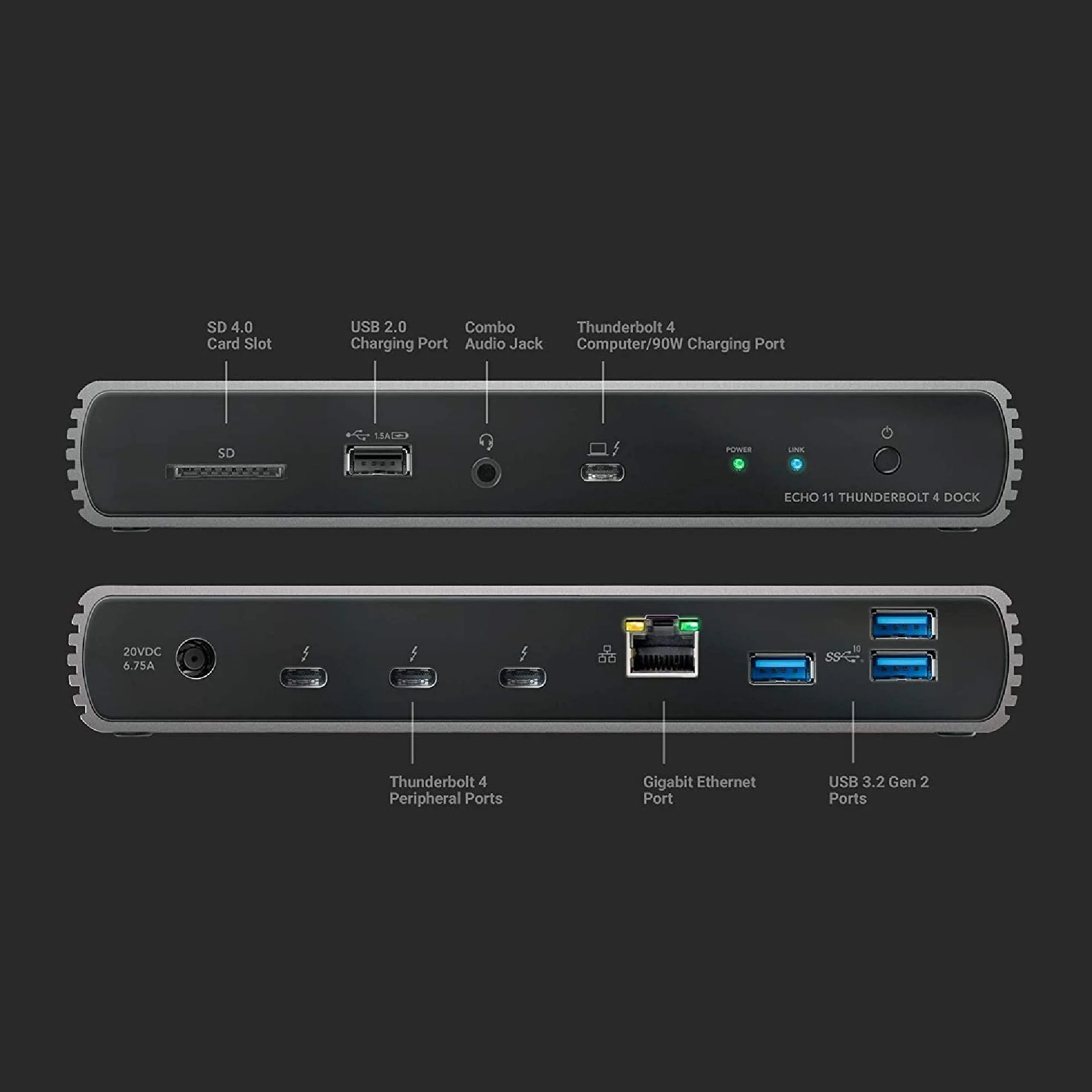 Sonnet ECHO-DK11-T4 station d'accueil Avec fil Thunderbolt 4 Noir